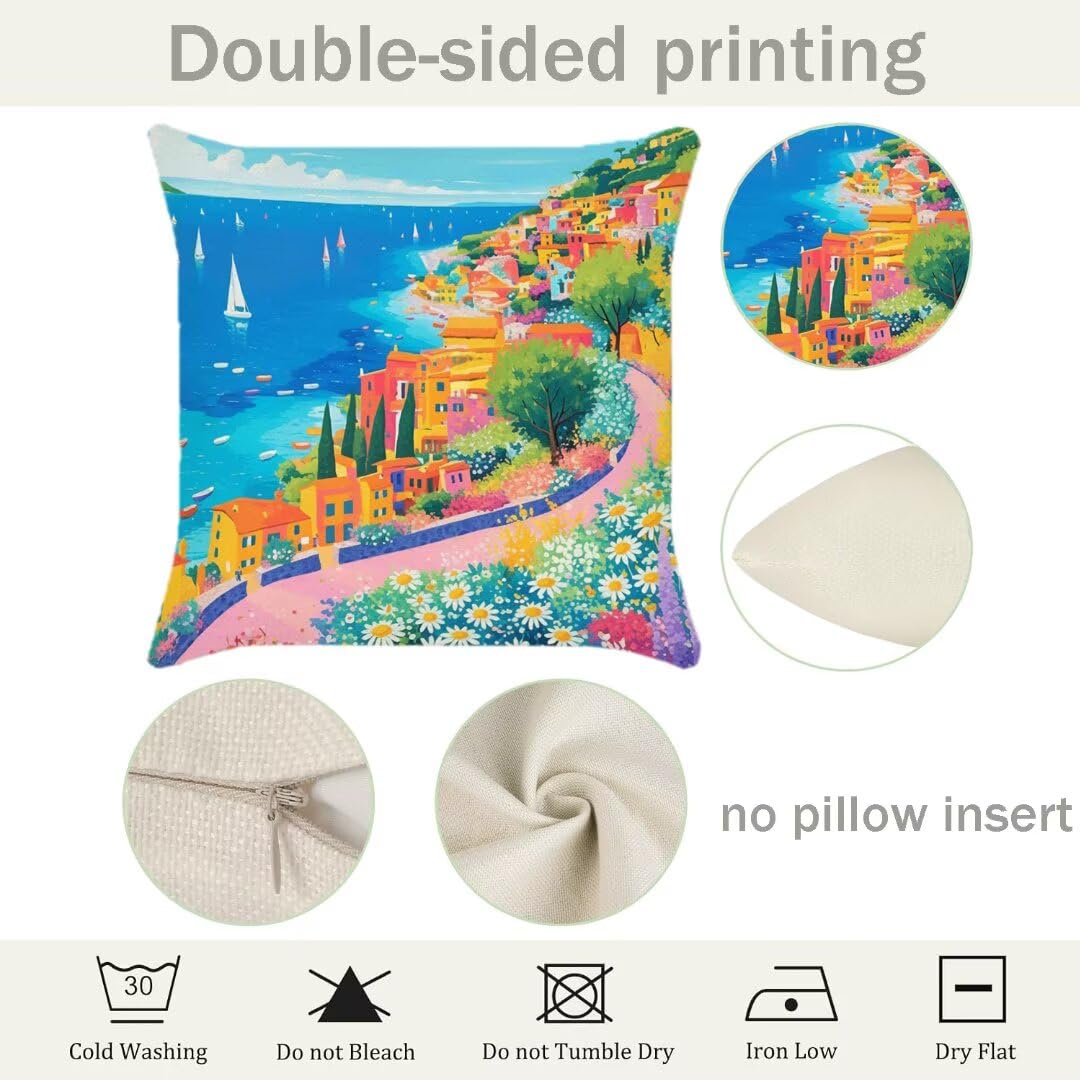 Fundas Cojines 45x45 cm Exterior Cojines Mar Fundas de Almohada Juego de 4, Cuadrados Funda Cojin Verano Almohadas con Cremallera, Sofa Cama Decorativos para Hogar, Jardín, Salón y Dormitorio Ym191