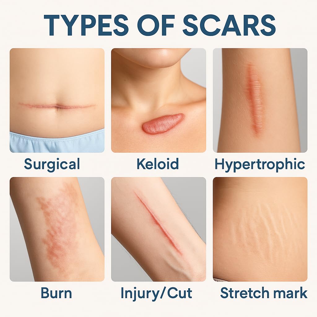 Silicone Scar Sheets – Reusable Medical-Grade Silicone Gel Strips for Body & Face – Soft, Invisible & Flexible – 1.4 x 4.3 in – 6 Clear Patches for Old & New Scars – Smoother Skin Appearance