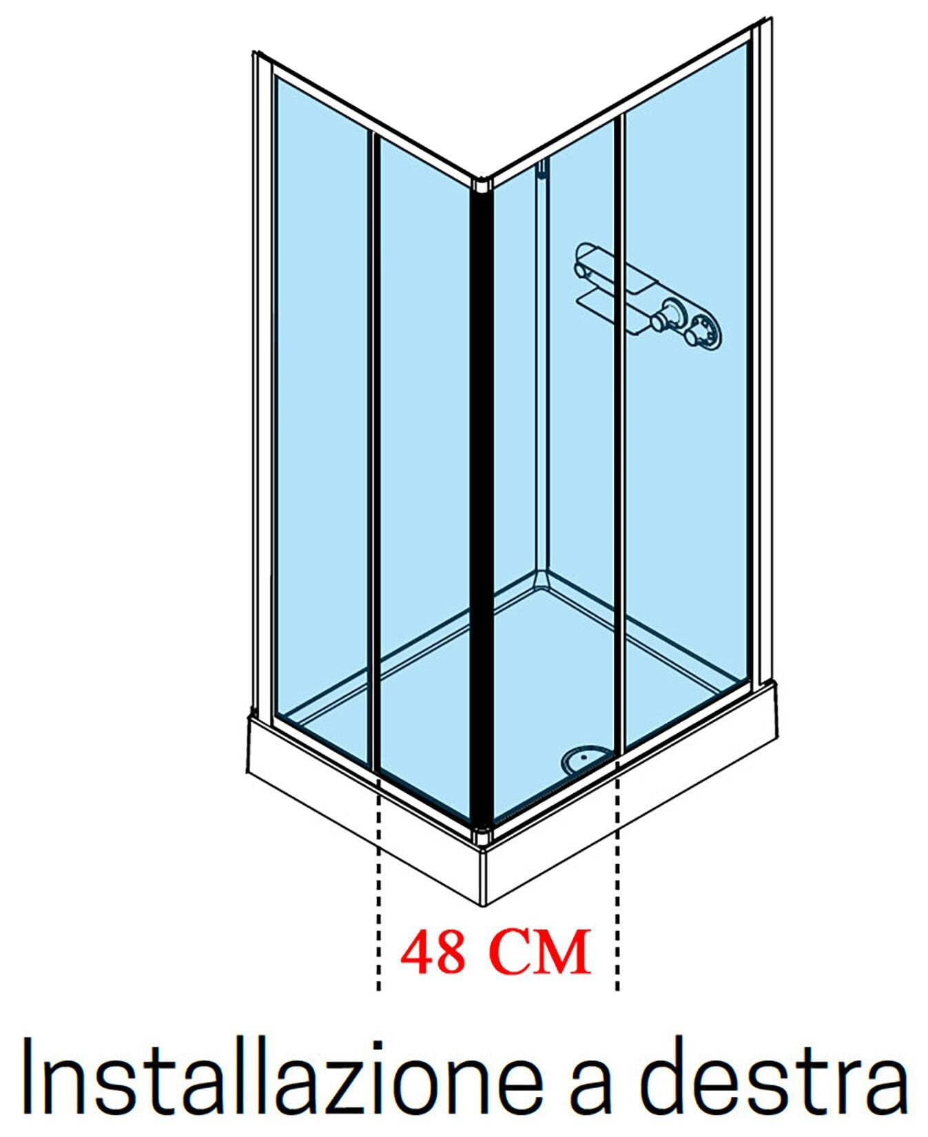 Novellini Media Glass A Standard 100 x 70 cm Cabina ducha multifunción apertura 2 puertas correderas montaje ángulo derecho izquierdo mezclador mecánico cristal transparente perfil blanco altura 210