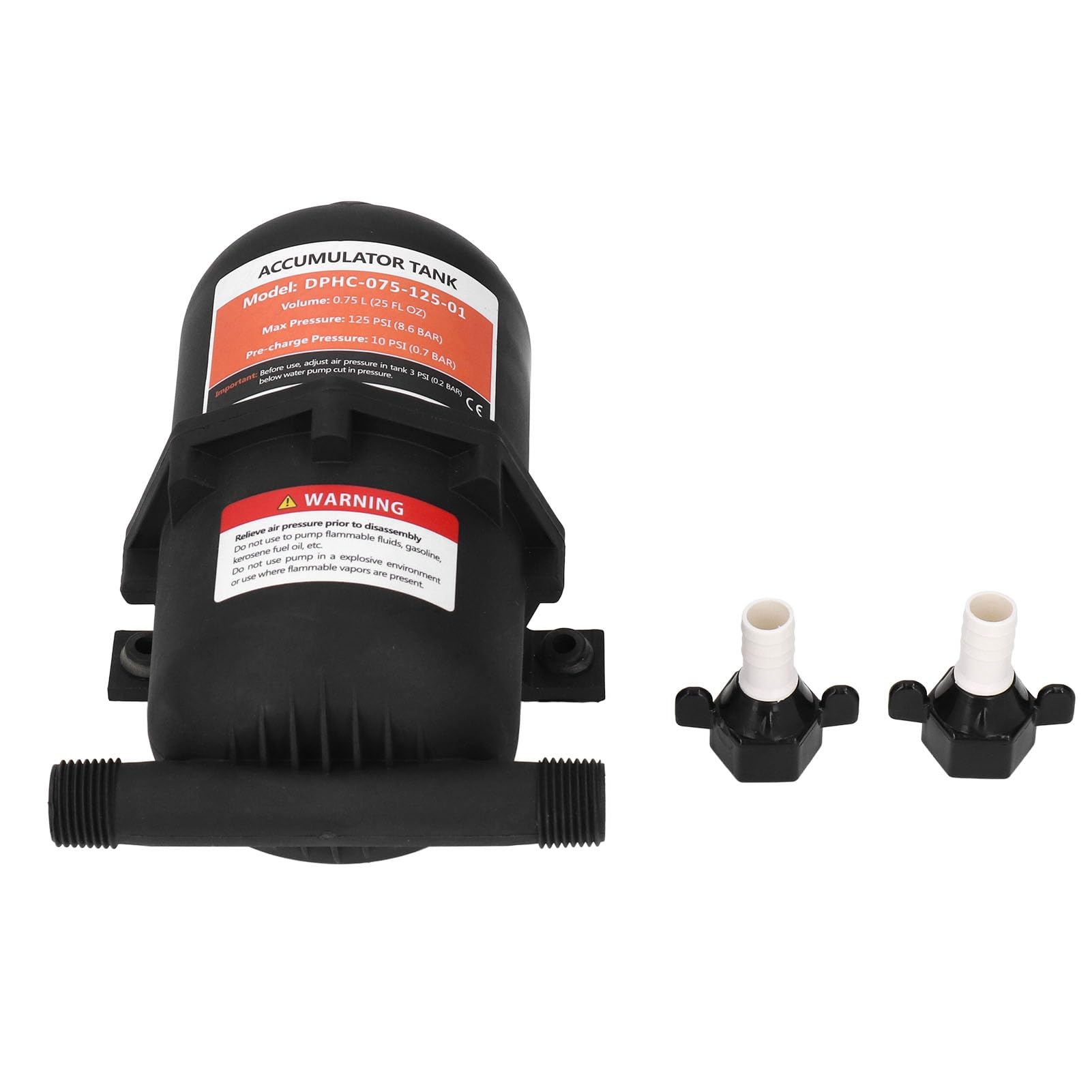 Serbatoio di Accumulo Acqua a Pressione 0,75 L, Collegamento 1/2 MNPT, Massimo 125 PSI, per Barche
