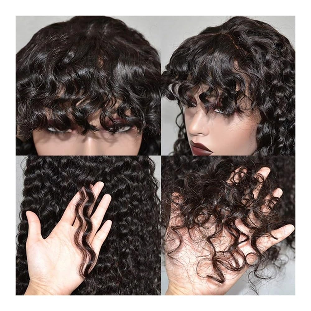 Parrucca crespa for capelli umani ricci Parrucca onda d'acqua con frangia