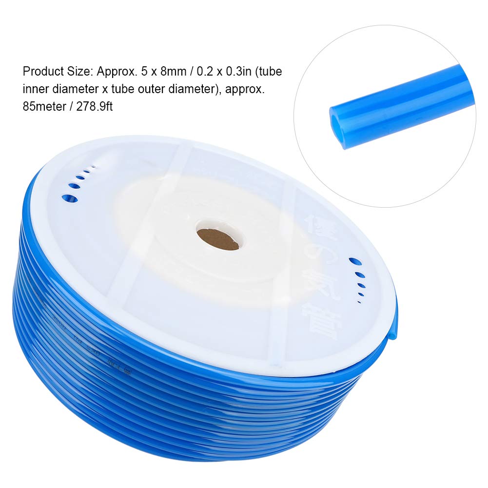 Manguera de PU, Manguera Neumática, Resistencia Al Desgaste 35MG 5 X 8 Mm 85 Metros, para Tuberías Neumáticas, Tuberías de Presión de Agua, Azul