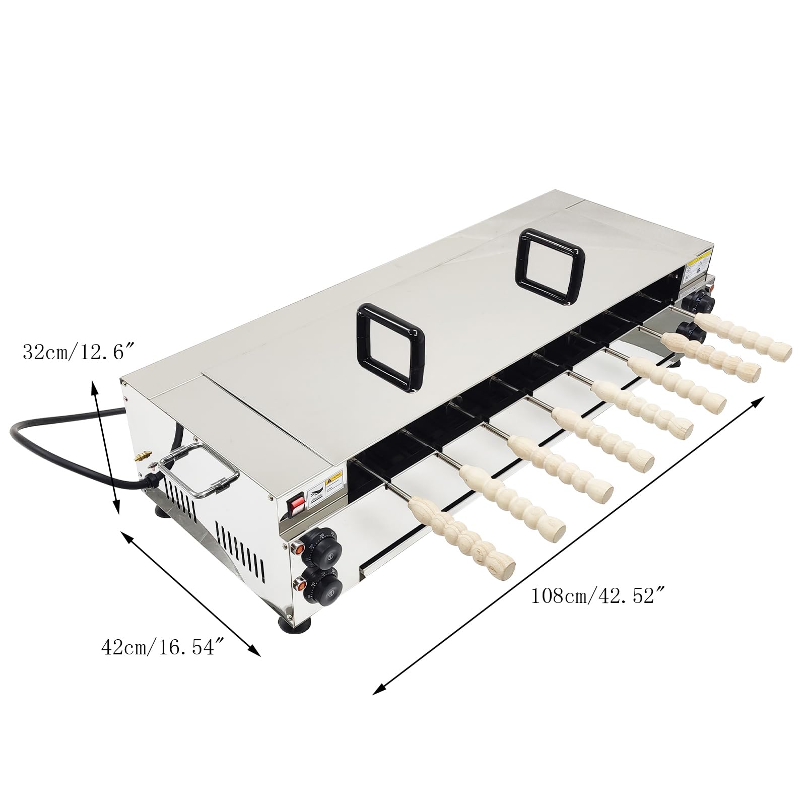 Banfluxion Commercial 6KW Chimney Cake Maker Machine (220V) with 8 Rollers | Electric Oven for Chimney Cake Rolls & Cones | Restaurant & Home Use