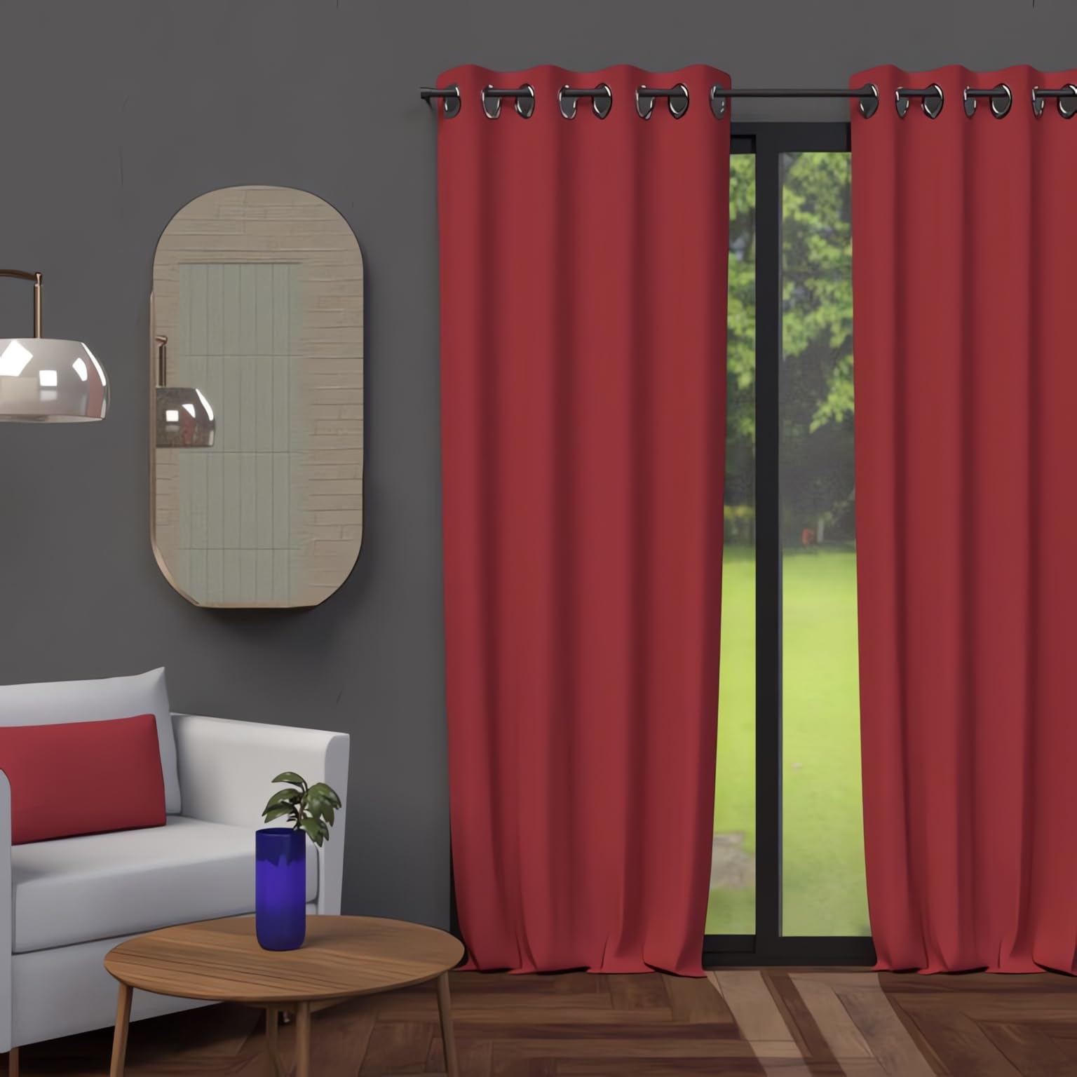 Thedecofactory, Tenda con Occhielli Oscurante, in Poliestere 250 x 140