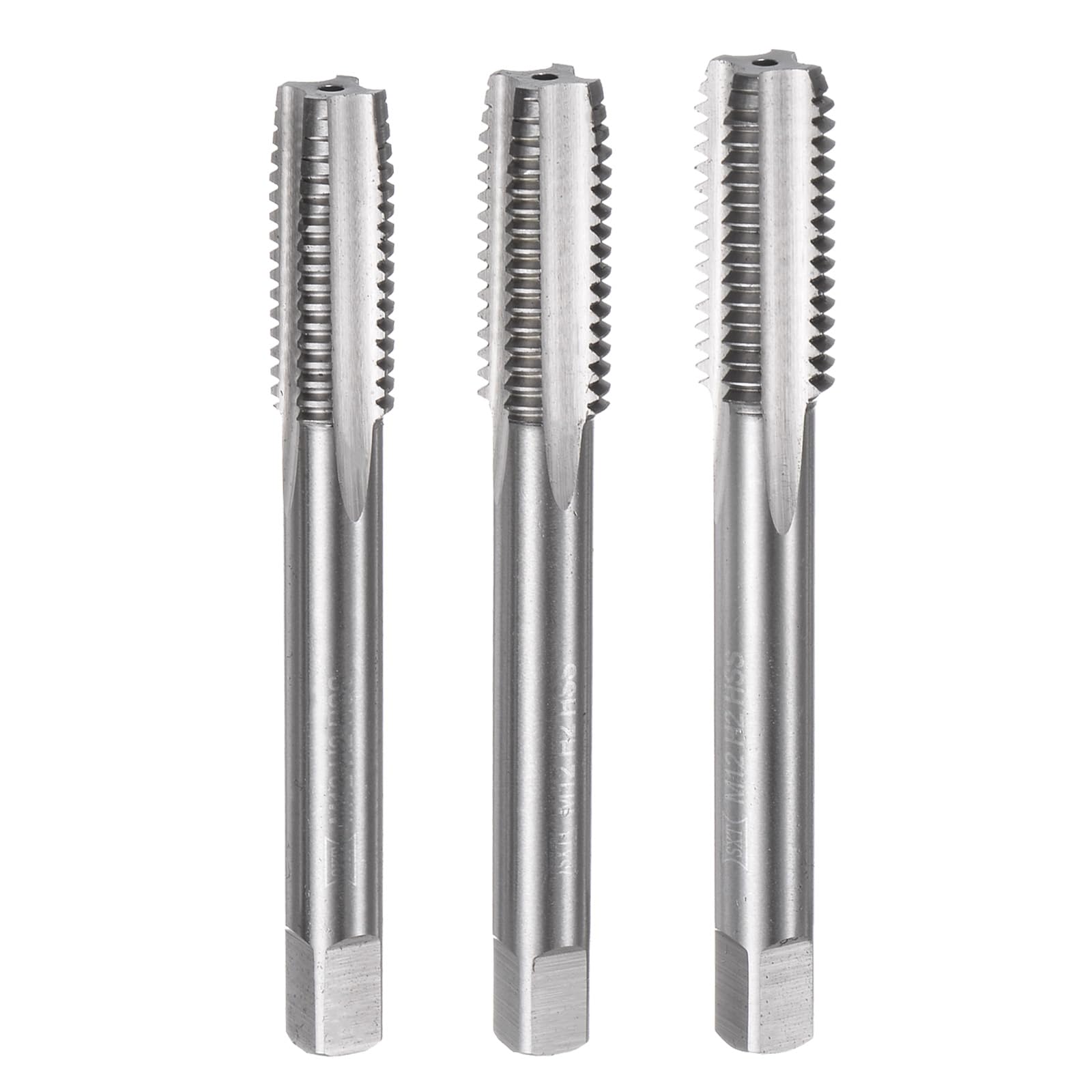 uxcell 3pcs Metric Hand Tap Set, M12 x 1.75 Taper/Plug/Bottom Thread Screw Taps, High Speed Steel Hand Threading Tapping Tool Kit