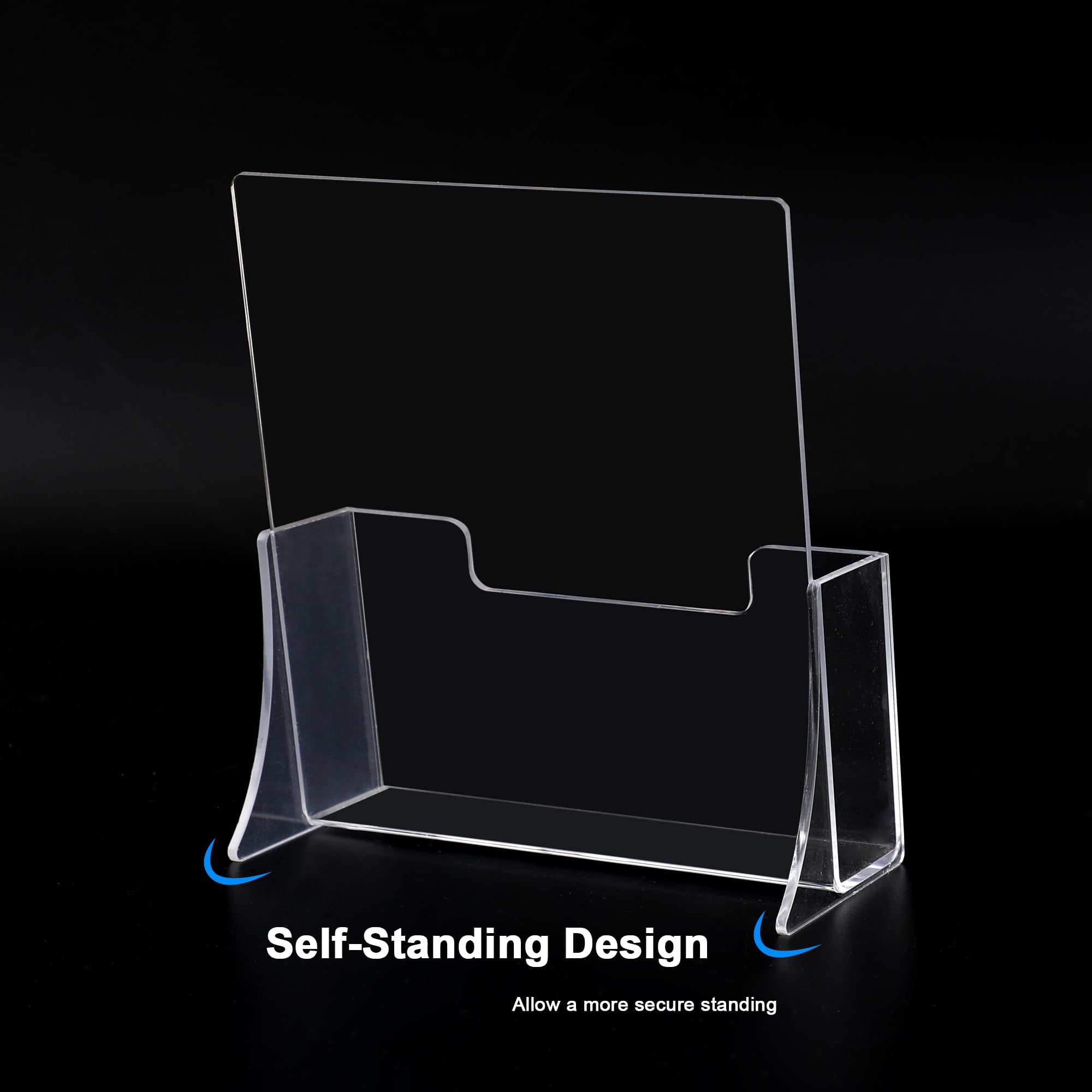 ROSSHINE Soporte para folletos A4, acrílico transparente, paquete de 2 unidades, para folletos de menú, flyer de menú, exhibición de plexiglás, revistas, tarjetas de visita, literatura, folletos,