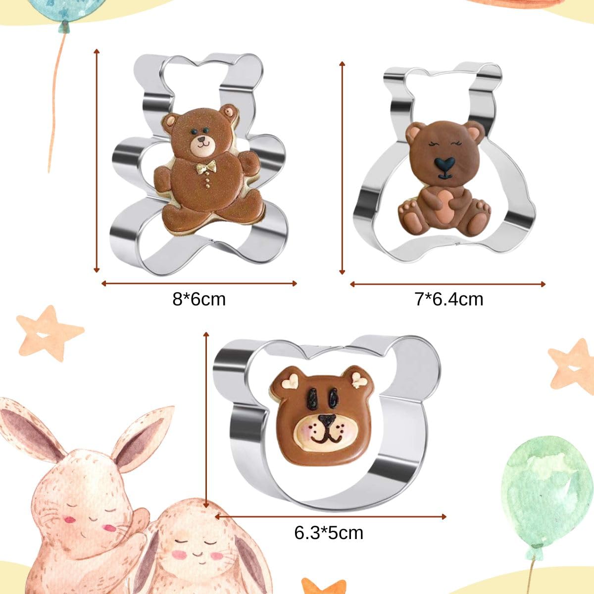 Set Di Formine Per Biscotti A Forma Di Orsacchiotto, 2 Pezzi, Per