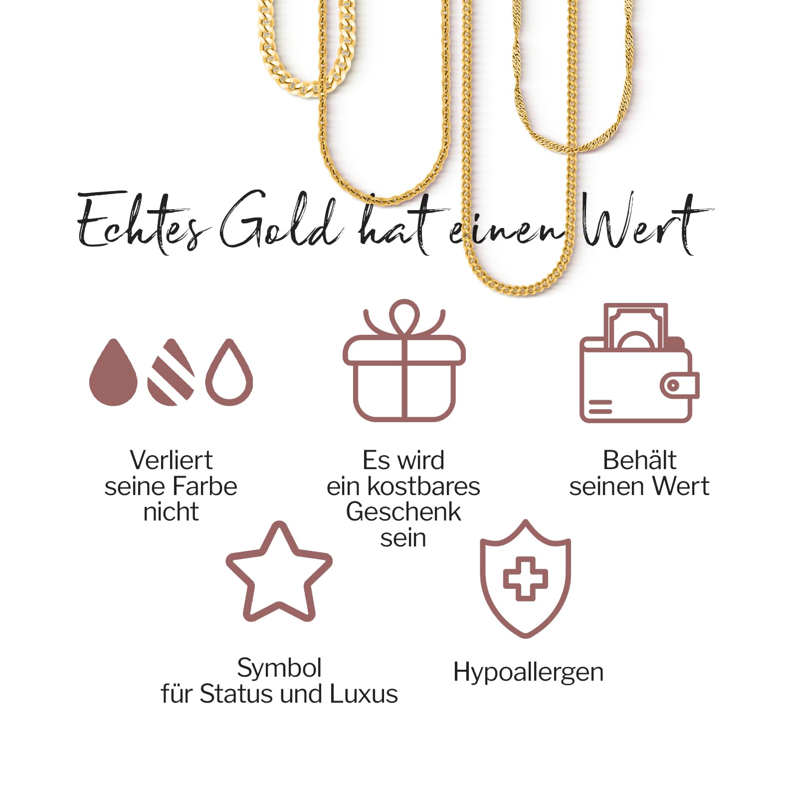 EDELIND Goldkette Damen Herren 333 375 585 Gelbgold Zwillingspanzerkette 2.9 mm Echtgold Halskette Gold Schmuck Geschenkbox Made in Germany