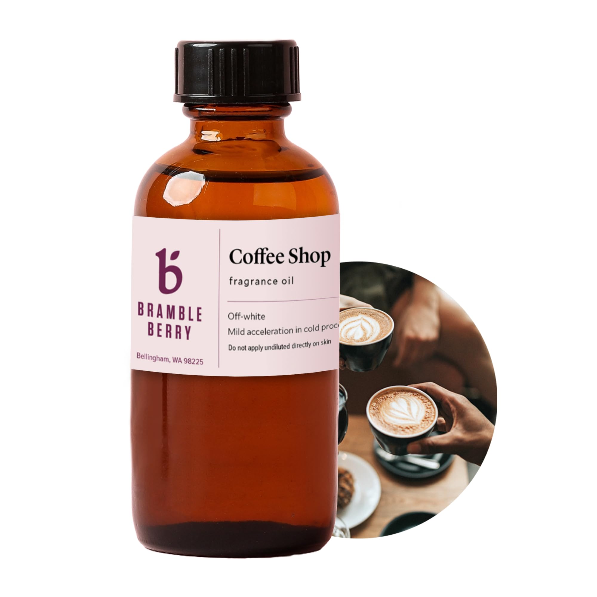Bramble Berry Coffee Shop Fragrance Oil 2 oz | Warm Cinnamon, Nutmeg &amp; Brewed Coffee Scent with Pastries &amp; Sugar for Soap Making, Candles, Lotion &amp; Scrubs | Skin Safe, Vegan, Paraben &amp; Phthalate Free