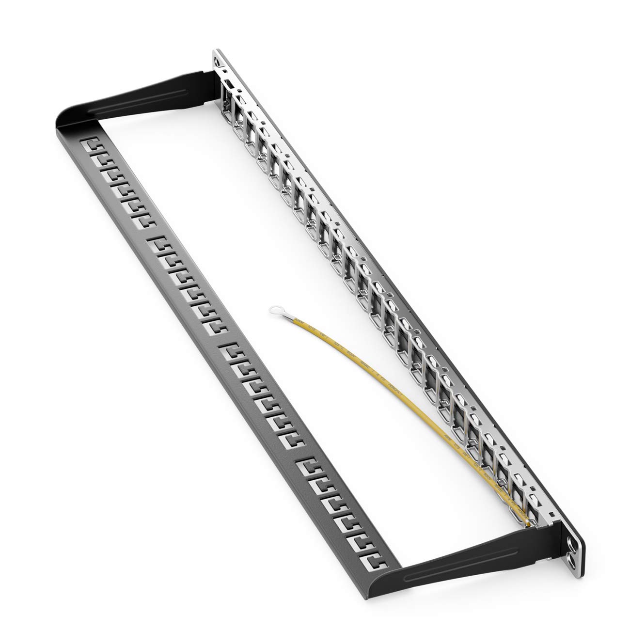 deleyCON Panel Krosowniczy 24-Portowy Zestaw Patchfeld Modułowy 0,5 HE 19 Cali Wbudowany w Stojak + 24x RJ45 Keystone Module CAT6a Kompatybilny z Siecią CAT5 CAT6 CAT7 CAT8 LAN
