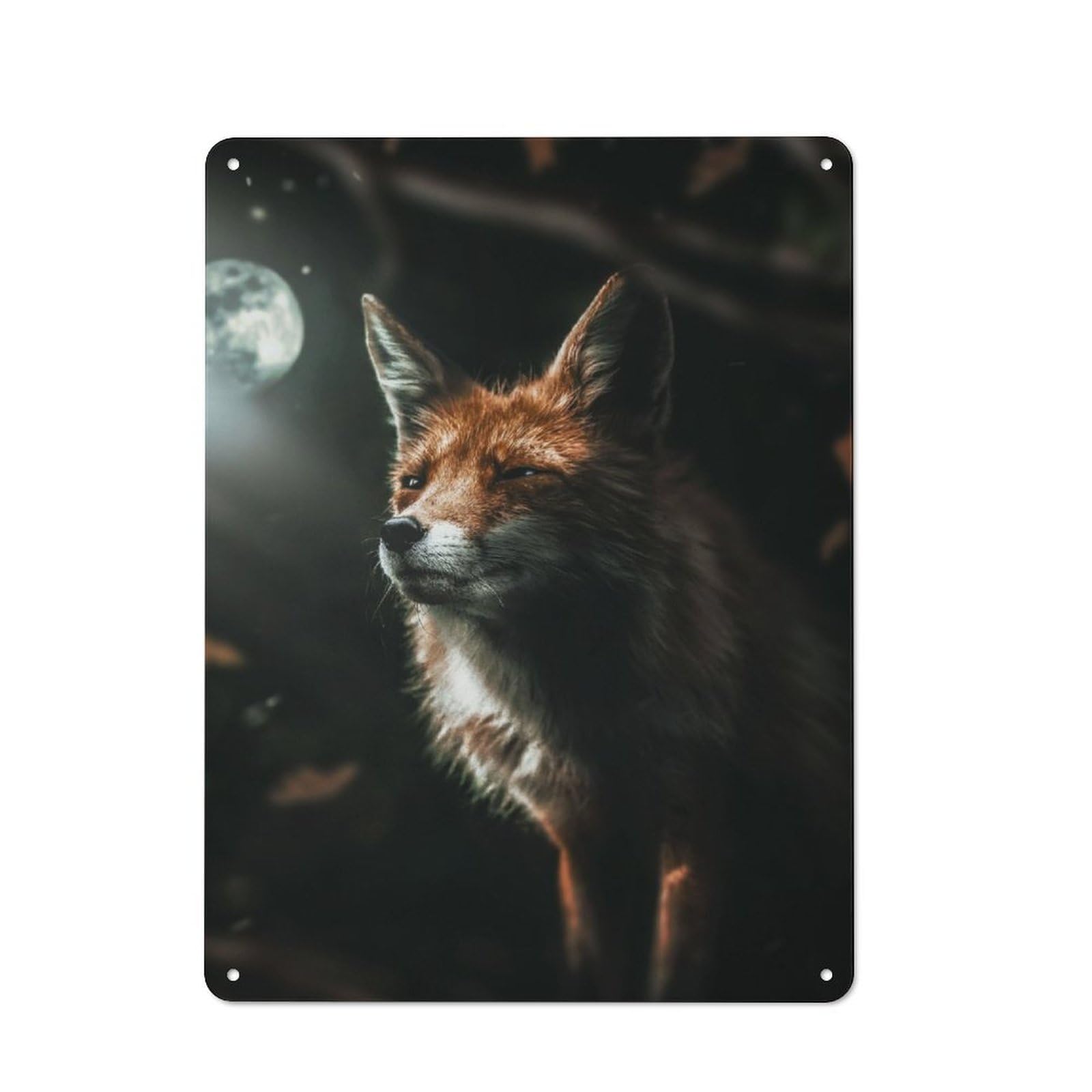 Junmoney Shady Fox Printed Metal Sign 40X30cm For Café Or Restaurant, For Hospitality Interior Collectors