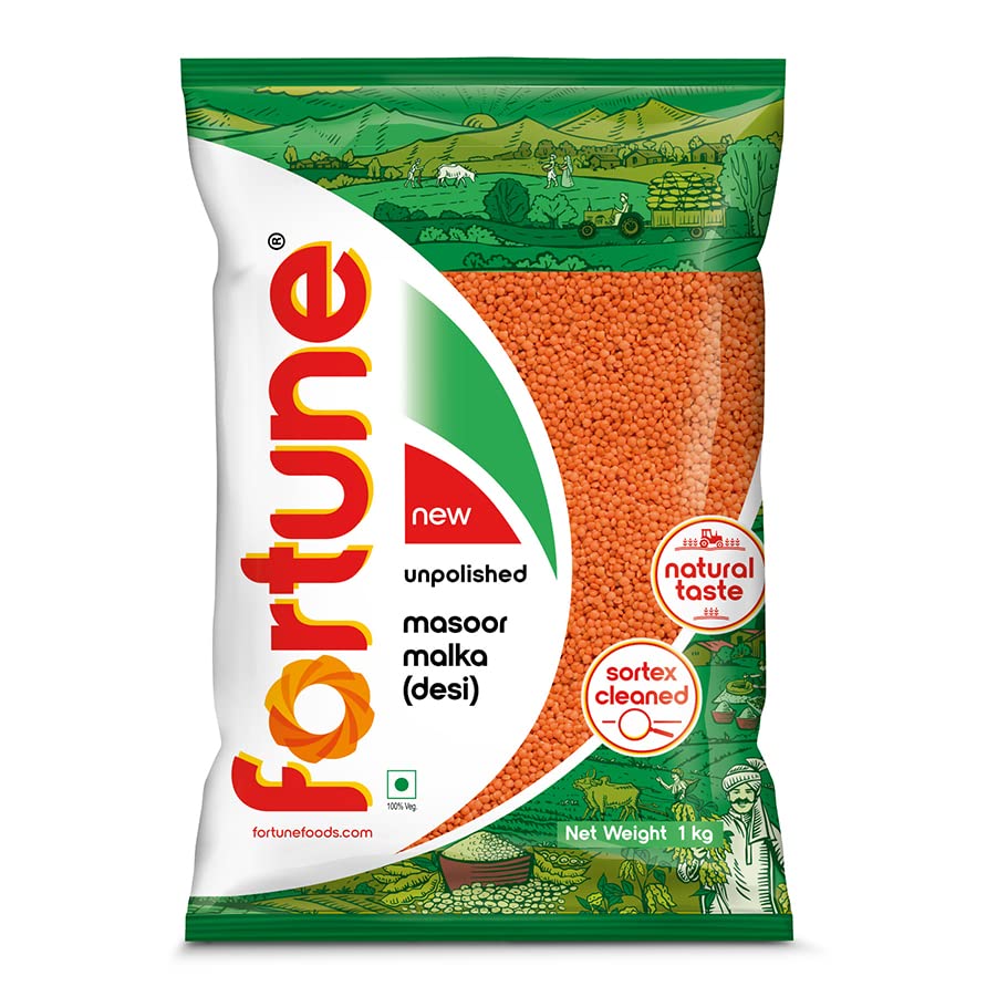 Image of Fortune Masoor Malka (Desi), 1 kg, Unpolished and Sortex cleaned