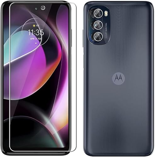 Miniatura 3 de Protector de pantalla de vidrio templado (3+3 para Motorola Moto G 5G 2022 (paquete de 3) y protector de lente de cámara, dureza 9H, 2.5D,