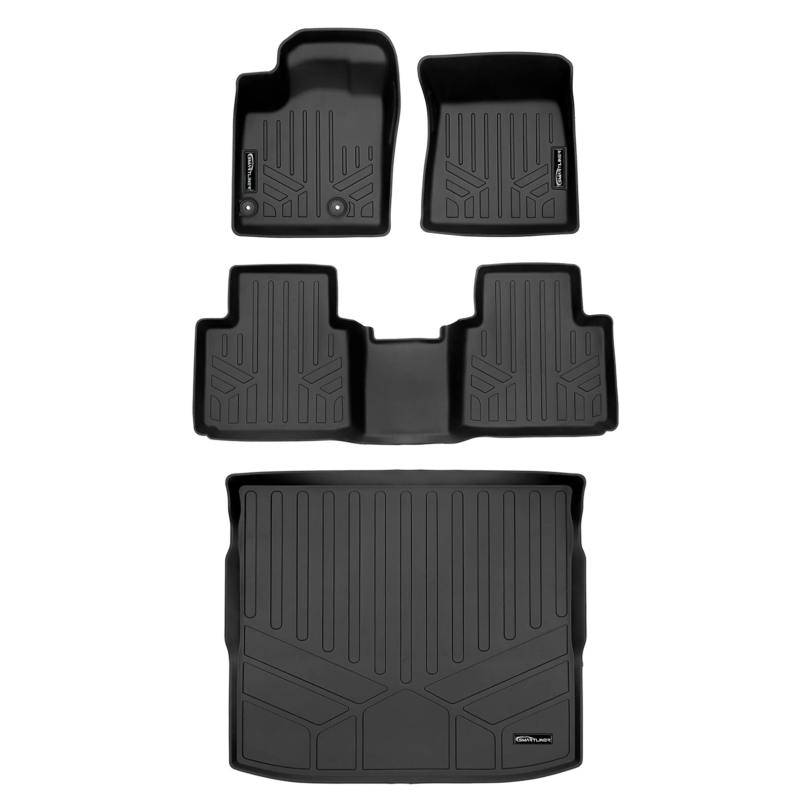 Photo 1 of SMARTLINER Custom Fit Floor Mats 2 Rows and Cargo Liner Behind 2nd Row Set Black Compatible with 2022-2023 Mitsubishi Outlander