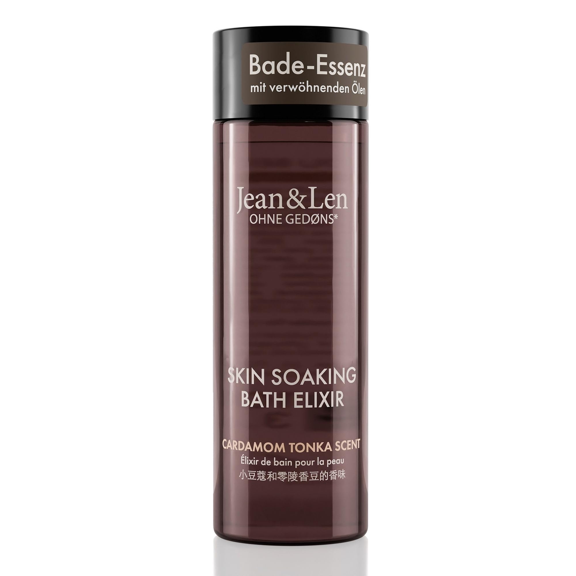 Jean & Len Bath Elixir Cardamon & Tonka, z naturalnymi olejkami, pozostawia przyjemne uczucie na skórze, korzenny zapach, olejek do kąpieli do wszystkich rodzajów skóry, bez parabenów i silikonów, 100