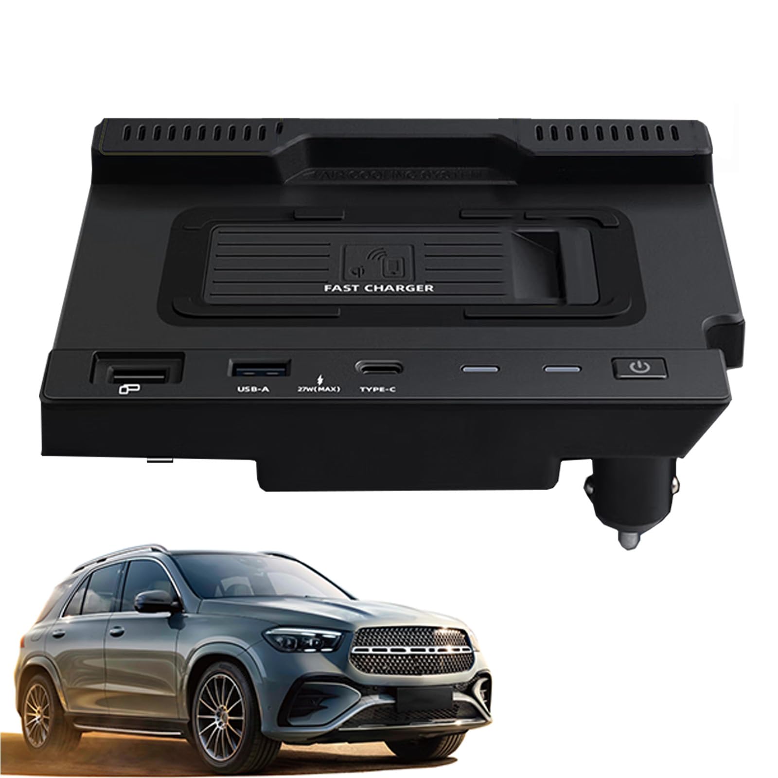 Bezprzewodowa ładowarka Samochodowa dla Mercedes-Benz A-Class/GLA/GLB/CLA/AMG/B-Class(2020 2021 2022 2023),dla Każdy Telefon z Obsługą Qi,z Port USB Mata Antypoślizgowa
