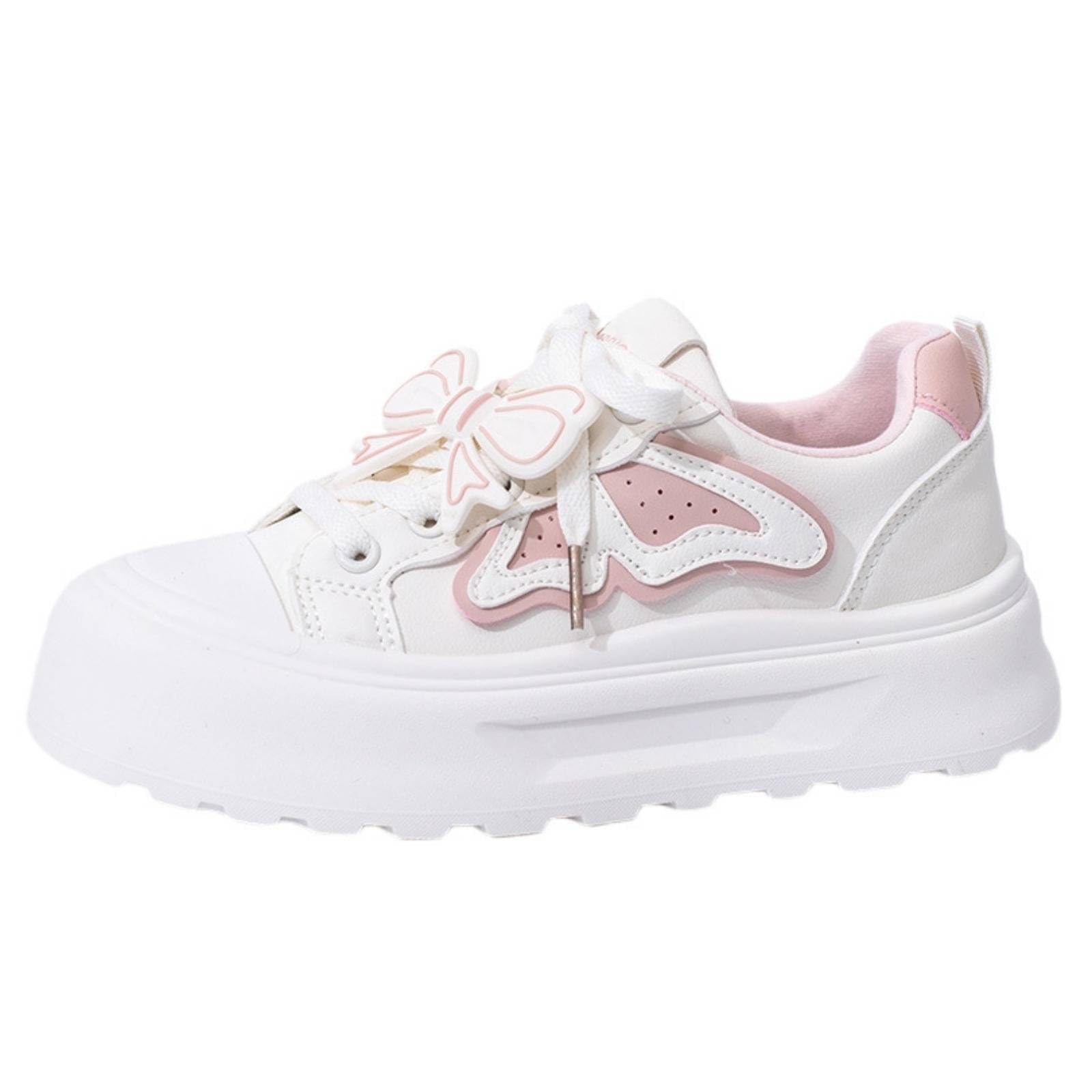 Y2K - Tenis deportivos con lazo de mariposa para mujeres y niñas, plataforma gruesa, zapatos casuales para caminar con soporte de arco para viajes y regalos