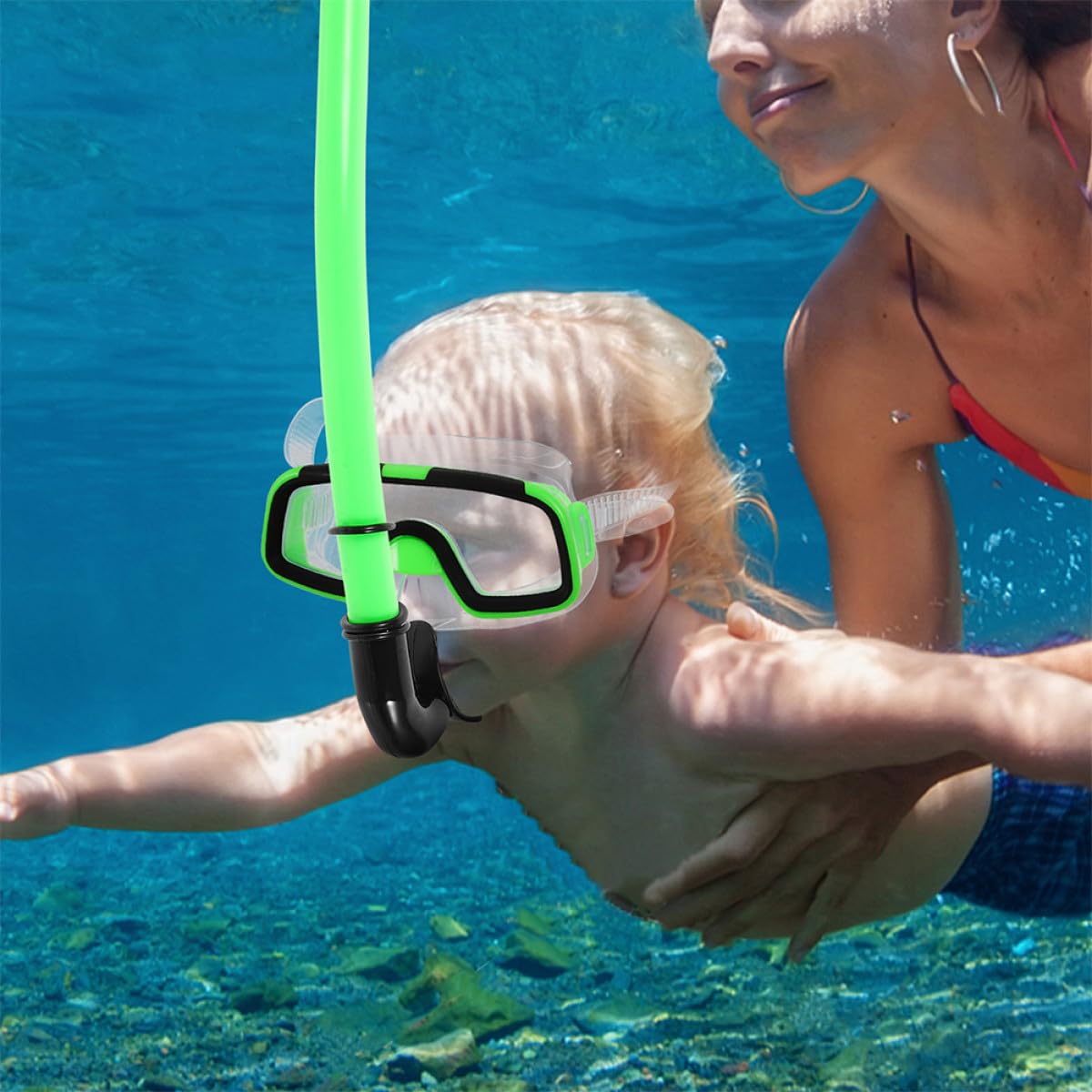 Toyvian Equipo de Snorkel Gafas de Buceo Semisecas y Aletas de Silicona Cómodas, Diseño Ergonómico para Snorkeling y Buceo Libre