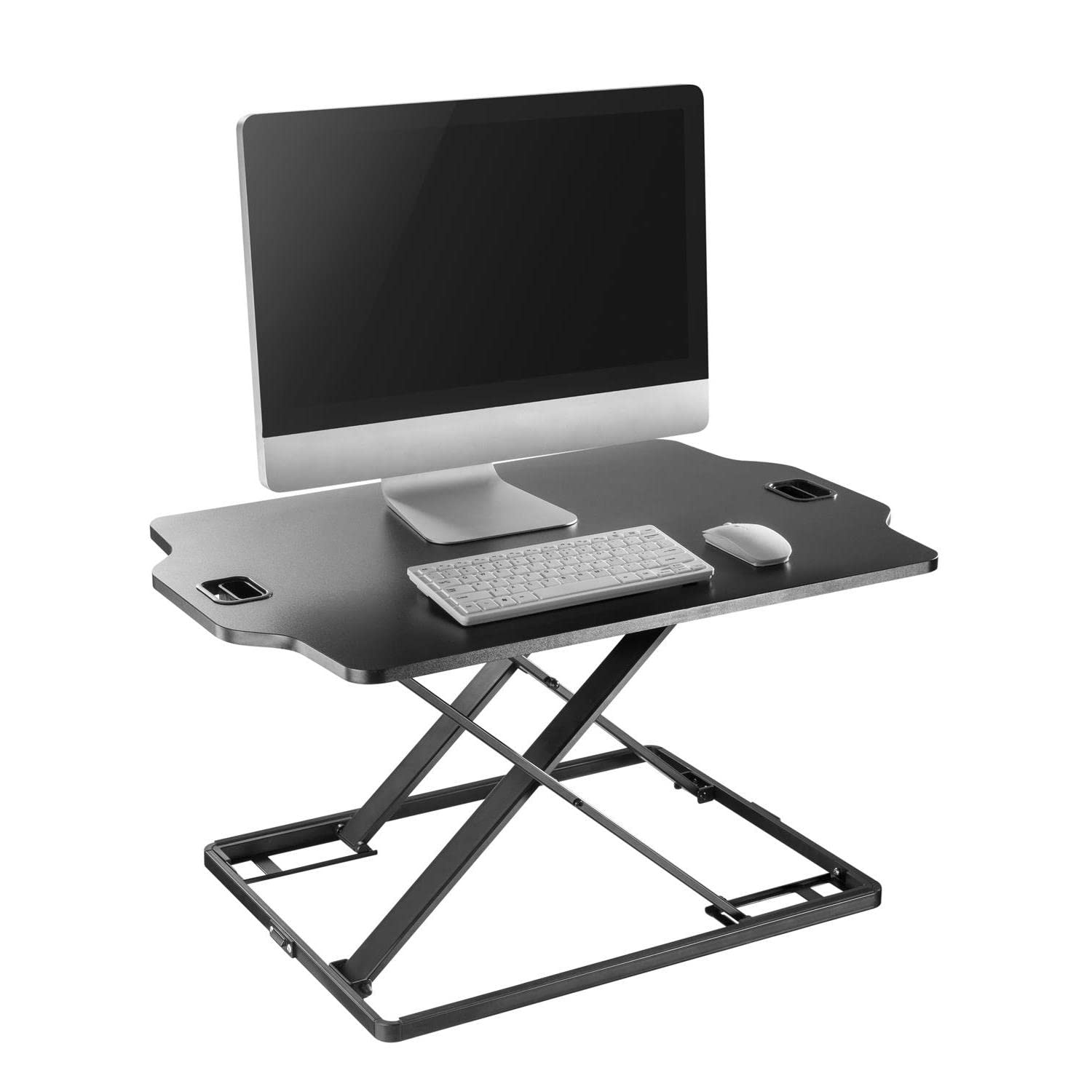 ER-419 Sitz-Steh-Schreibtisch Höhenverstellbarer Schreibtischaufsatz mit Gasfeder Schreibtisch Konverter für Monitor Laptop bis max. 10kg (Schwarz)