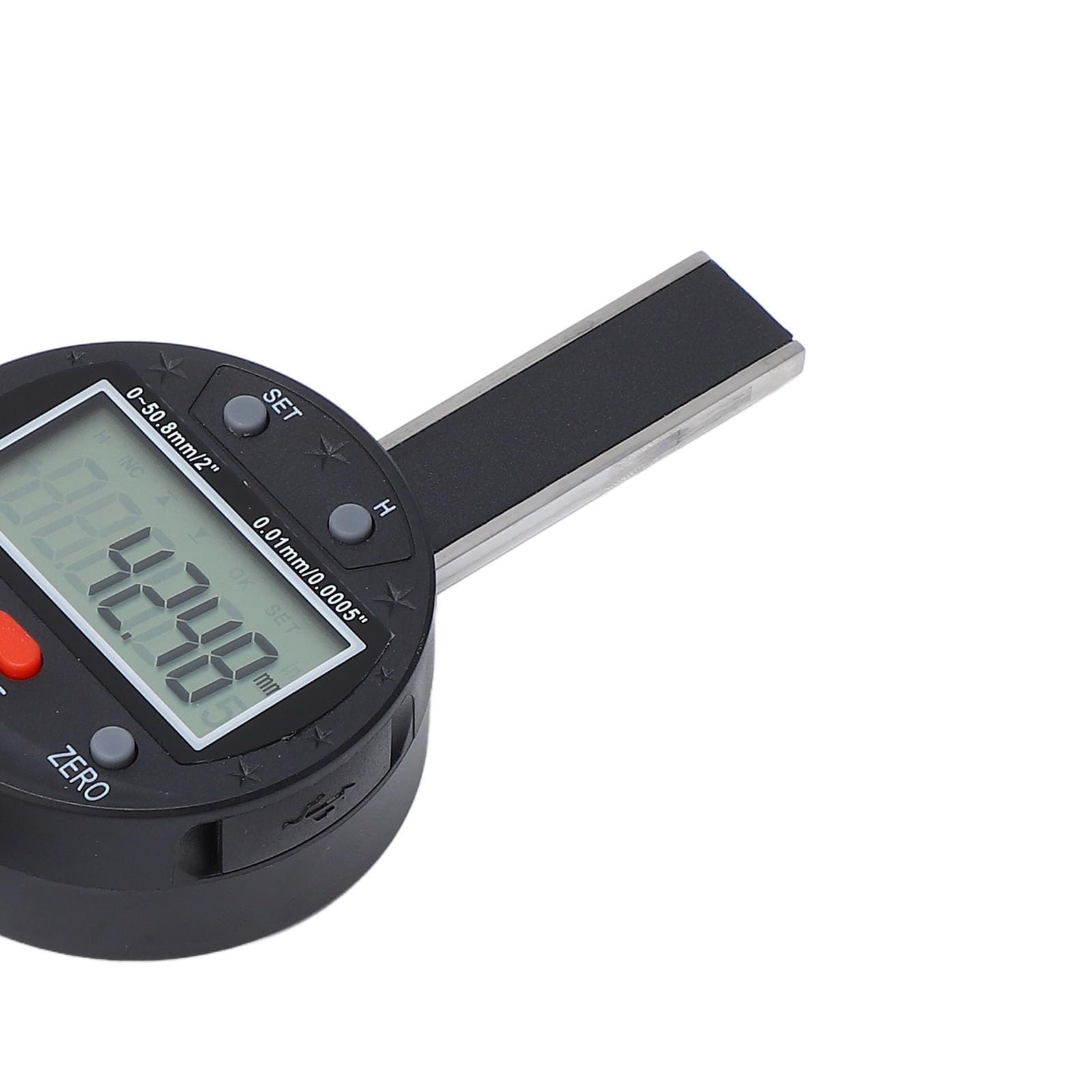 Medidor de Profundidad Digital, Precisión de 0,01 Mm/0,0005 Pulgadas, Rango de 0-50,8 Mm/2 Pulgadas, Puerto USB, Pantalla LCD, Construcción de Acero de Aleación