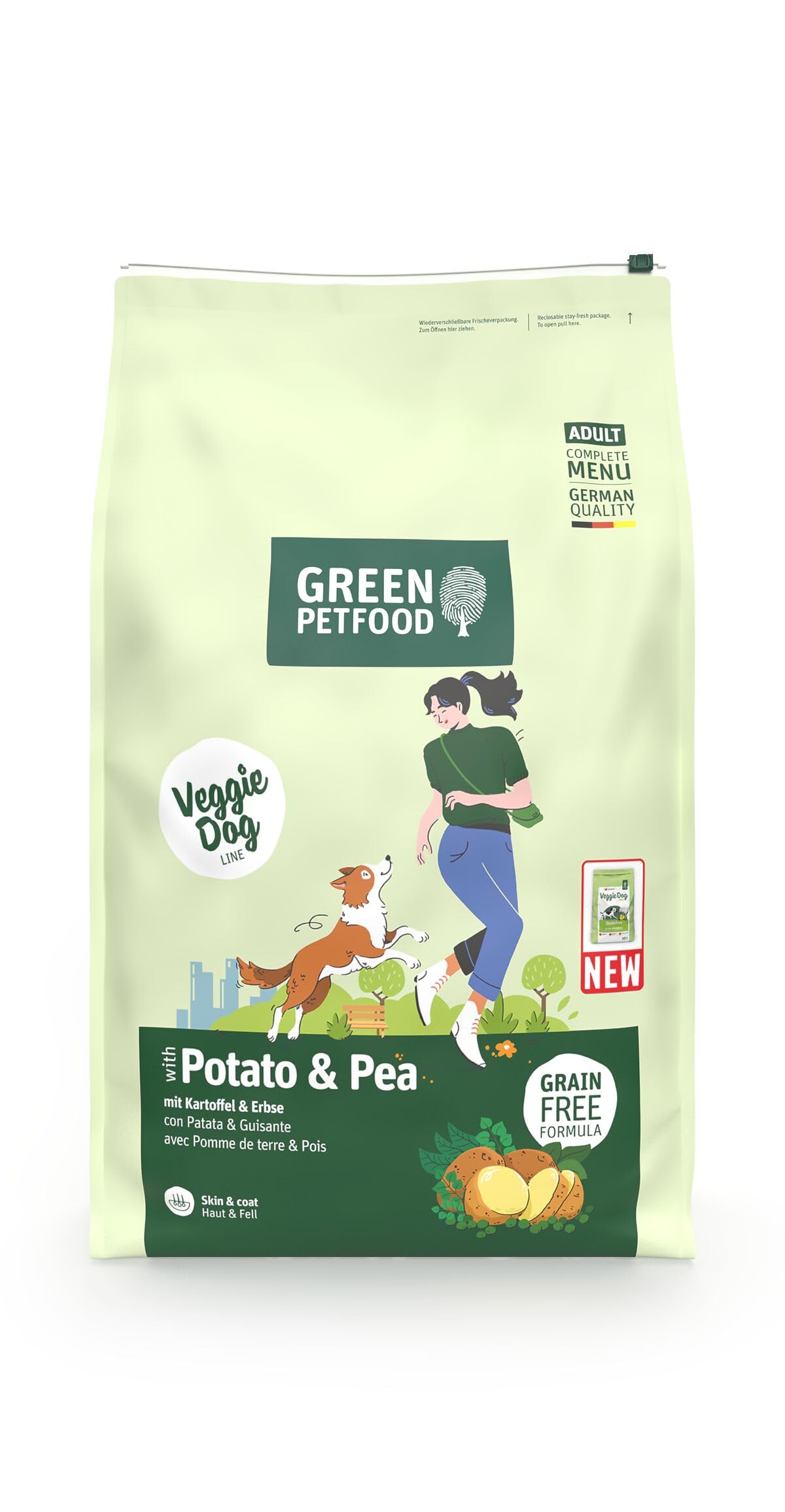 Green Petfood VeggieDog con Patata y Guisante (1 x 10 kg) | Adulto | alimento seco Premium para Perros Adultos sensibles | Vegetariano y sin Trigo | con Sabrosa Batata | 1 Pack