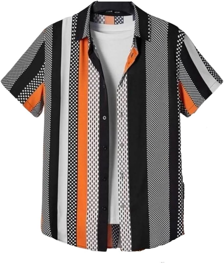 OM SAI Latest Creation Men's Casual Cotton Shirt – Button Down Summer Shirt for Men | Lightweight Textured Fabric | Perfect for Daily & Weekend Wear