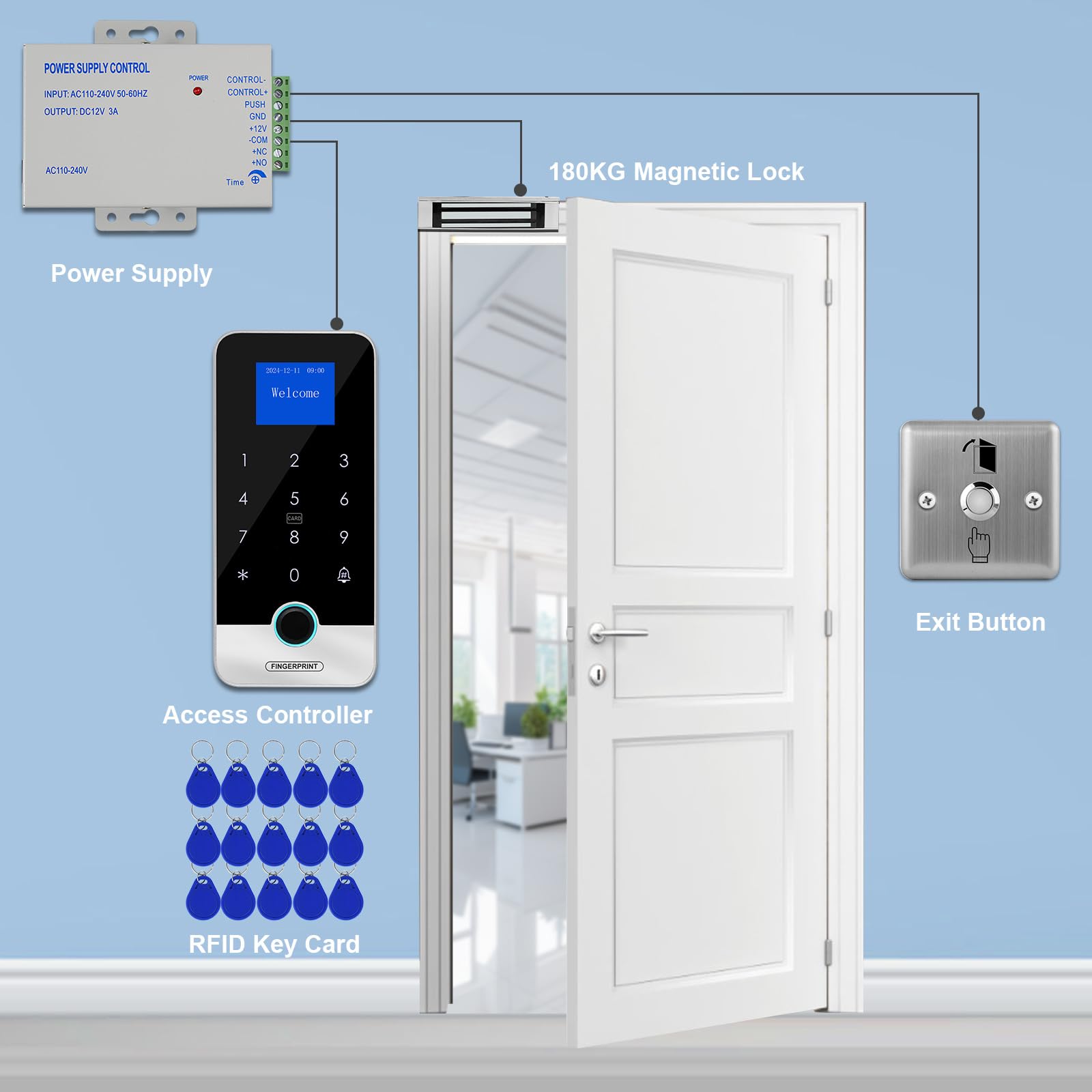 Alimentation de contrôle d'accès K80 Interrupteur d'alimentation DC 12 V AC 110~240 V pour Tous Les Types système de contrôle d'accès de Verrouillage avec Retard