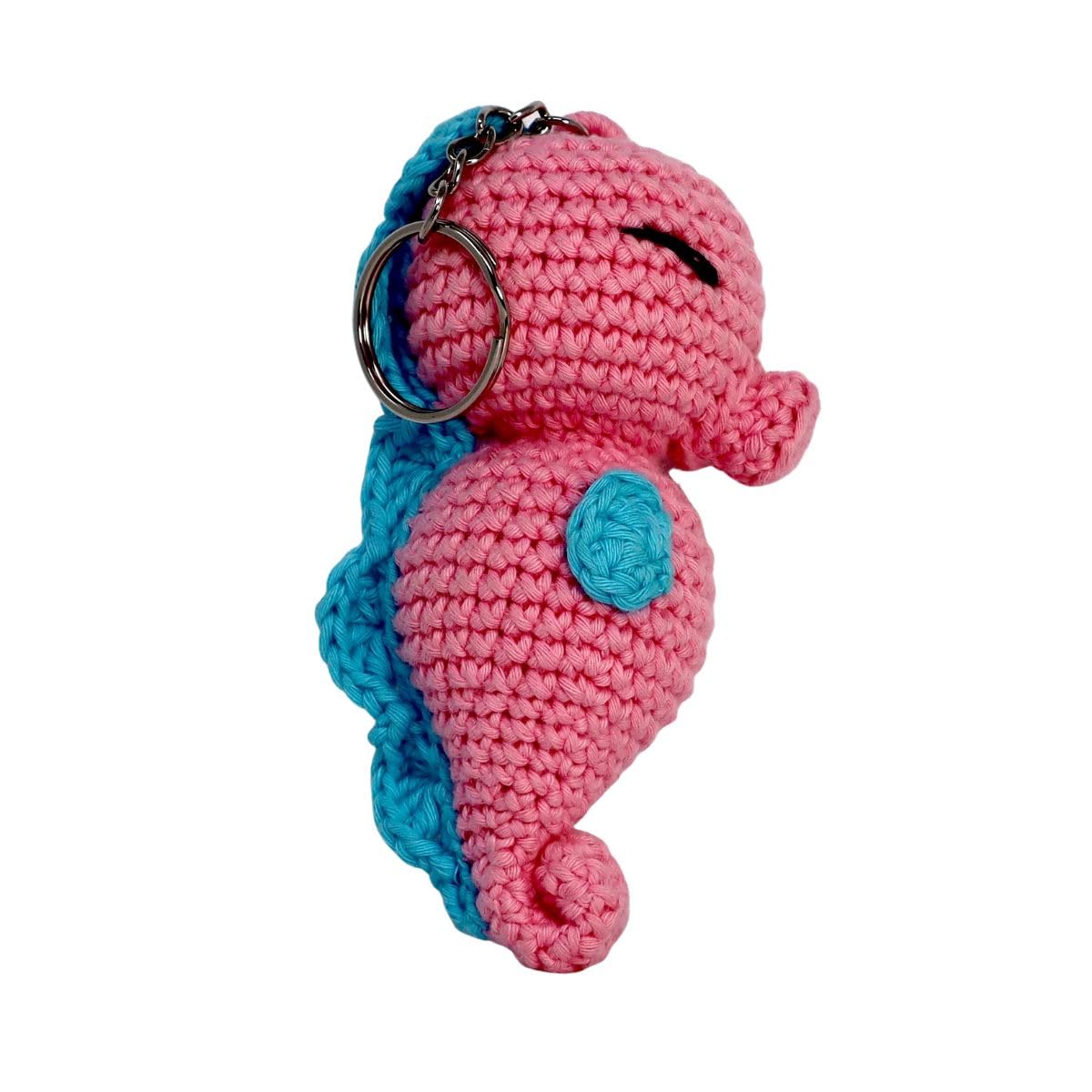 KNITTY CRITTERS – Sealife Keyrings – Seahorse| Beginner-Friendly Crochet Craft Kit with Recycled Yarn