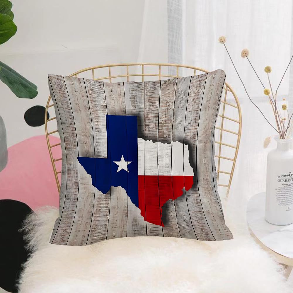 HYMSXW Cushion Cover,Throw Pillow Case Home Decorative for Living Room Bedroom Sofa Chair 20X20 Inch,Detailed and colorful image of map and flag of Texas on weathered concrete,Pillowcase 50X50cm