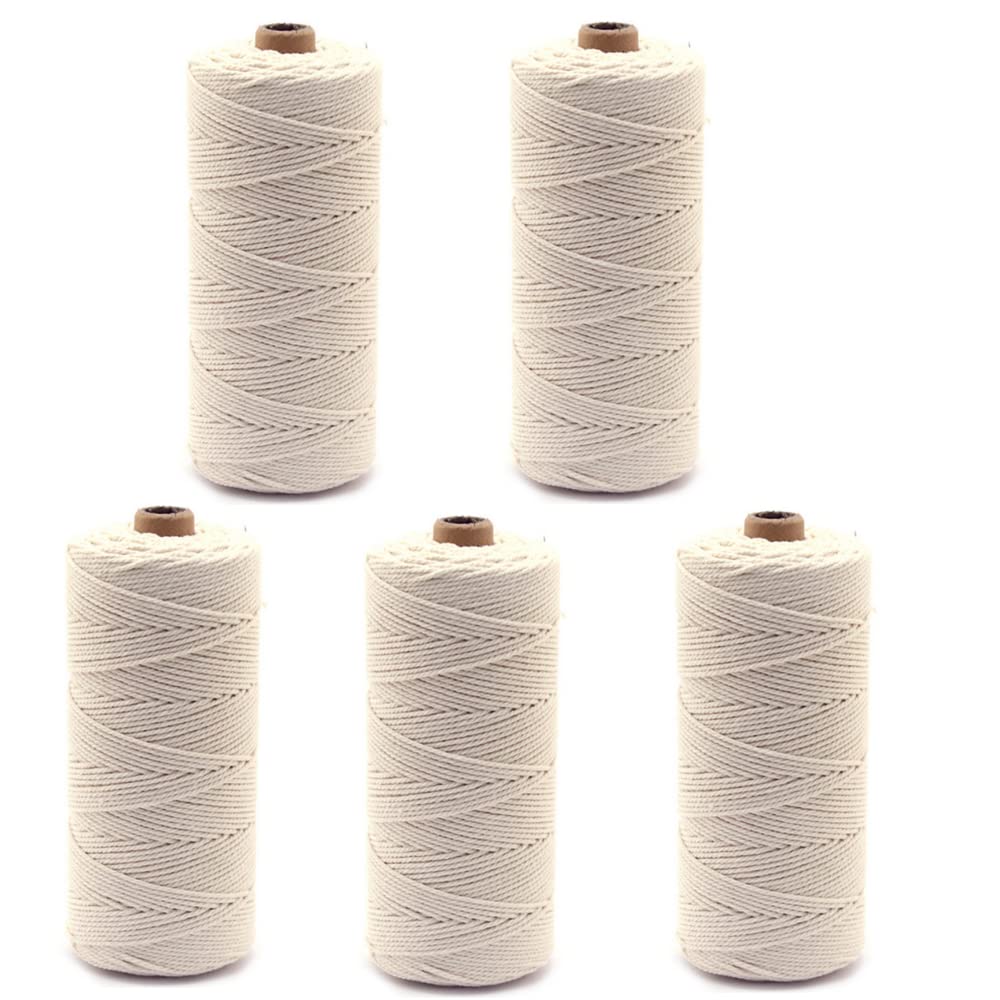 Jporshu White 5Pcs Cooking Twine String,328 Ft 2Mm Thick Feet Food Safe Kitchen Twine For Meats And Roasts, Breads, Decorations, Baking, Butchers, Sausages, Diy Arts