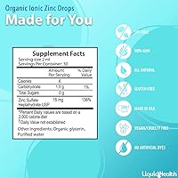 Vista 5 de LIQUIDHEALTH USDA - Gotas de zinc iónico orgánico de alta potencia, suplemento vitamínico líquido mineral traza para adultos y niños, apoyo