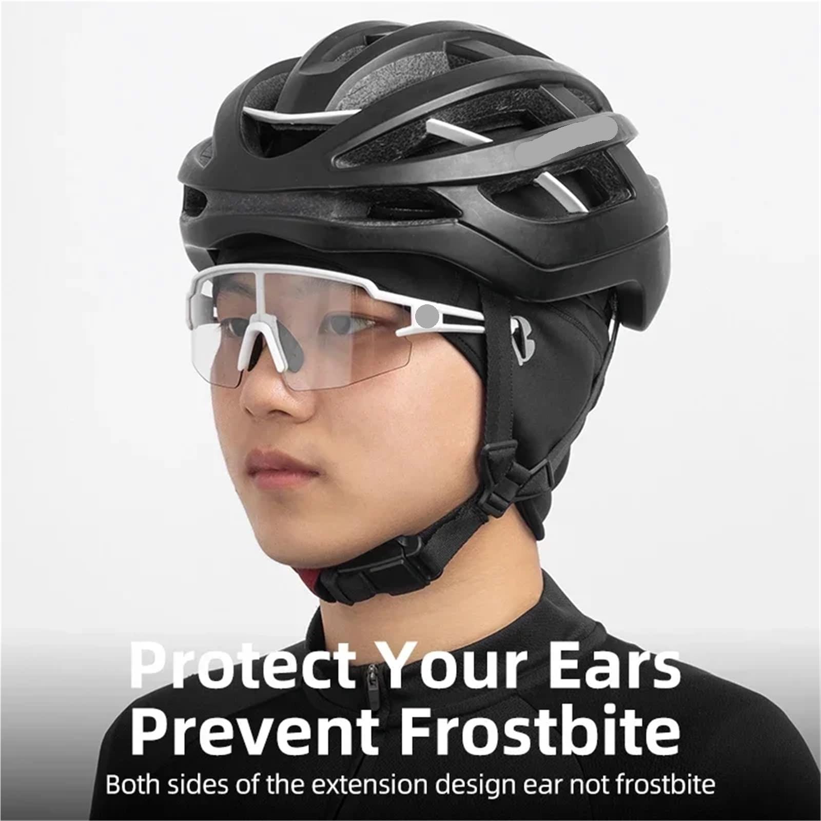 2 pièces Casquette de Cyclisme Casquettes d'hiver Garder au Chaud Bandana Sport Ski Course Bandeau Coupe-Vent Hommes équitation pour Vélo(Black)