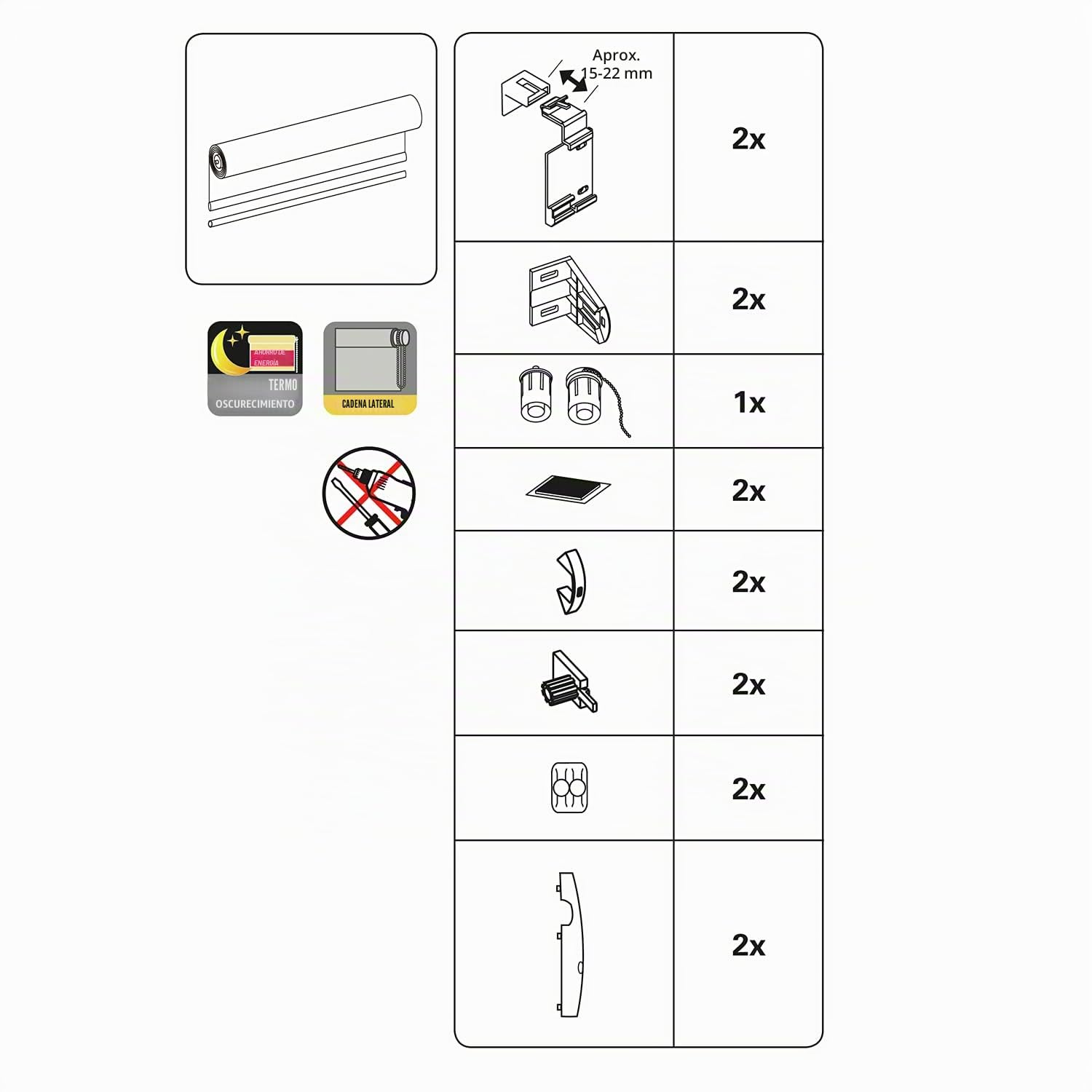GARDINIA EASYFIX Estor Enrollable con Reverso térmico para enganchar o Pegar, Estor Enrollable Opaco sin taladrar, Protección térmica, Ahorro energético, Gris, 95 x 210 cm (AnxAl)