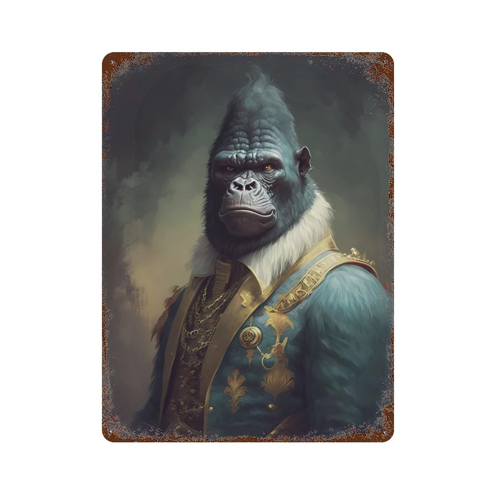 Decorative Tin Sign with Gorilla Ethereal Design 15.7"x11.8", for Garage, Bar And Workshop Decor, Farmhouse Wall Decor