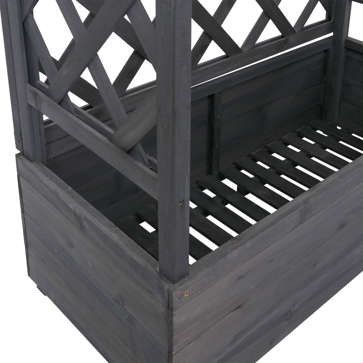 Mendler Hochbeet HWC-P66 138x110x44cm Holz - anthrazit-grau | Pflanz-/Blumenkasten, Pflanzkübel, Rankgitter, Rankhilfe, Spalier, FSC®