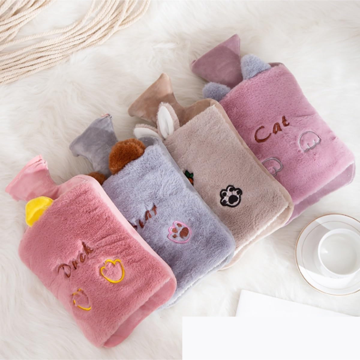 Bolsa de Agua Caliente Bolsa De Agua Caliente Llena De Agua Abrigo De Peluche Calentador De Pies Compresa Caliente Bolsa De Agua Caliente Hot Water Bottle Segura(Bruin)