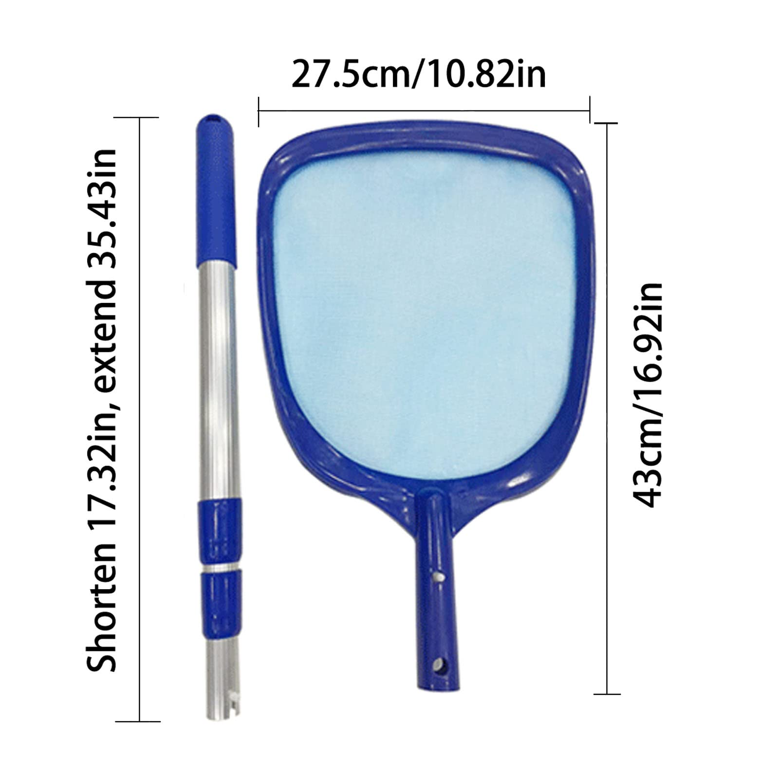 SRHIMEOS Retino Piscina, Skimmer Retina Raccogl Foglie, con Asta telescopica, per la Pulizia della Piscine, Stagni, Vasche Idromassaggio, Fontane O Grandi Acquari