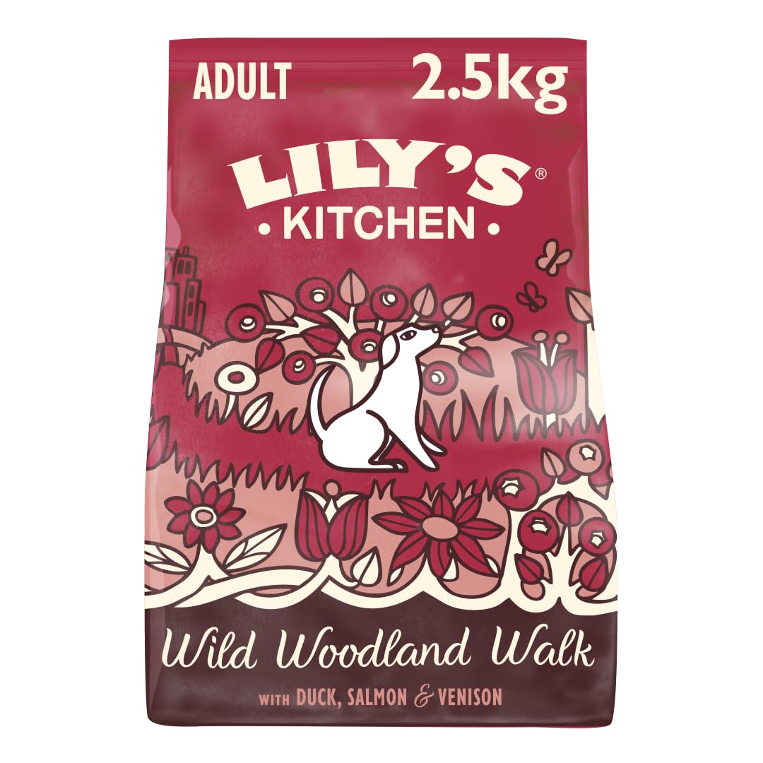 Lily's Kitchen Mit natürlichen Zutaten hergestellt Für ausgewachsene Hunde Trockenfutter Ente Lachs & Hirsch Getreidefreie Rezeptur 2.5kg