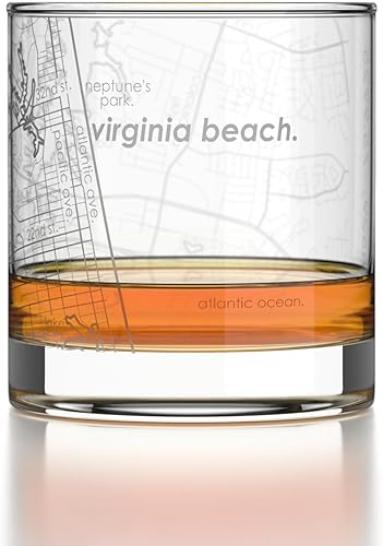 Vista 269 de Well Told Vaso grabado de Washington DC Map Rocks, vidrio de whisky antiguo (11 onzas, transparente), regalo para los amantes del whisky 147-Claro