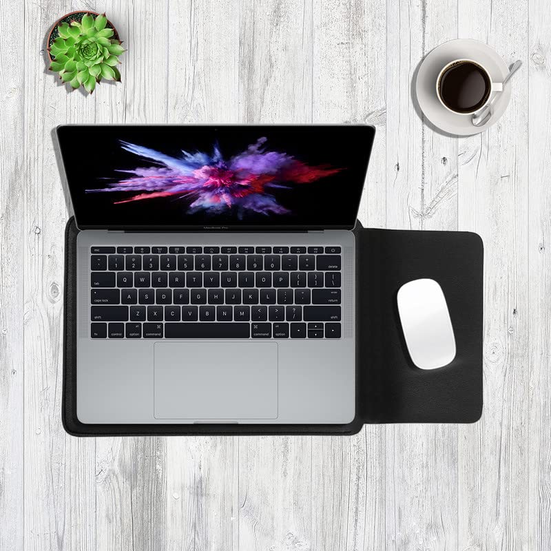 Image of Enthopia 15-15.4 Inch Slim Laptop Sleeve for 15 Inch MacBooks /Other 15 Inch Slim Laptops Protective Cover with Organiser Pouch for Mouse,Charger,Hard Disk,Pen Drive,etc - Vegan Leather (Black)