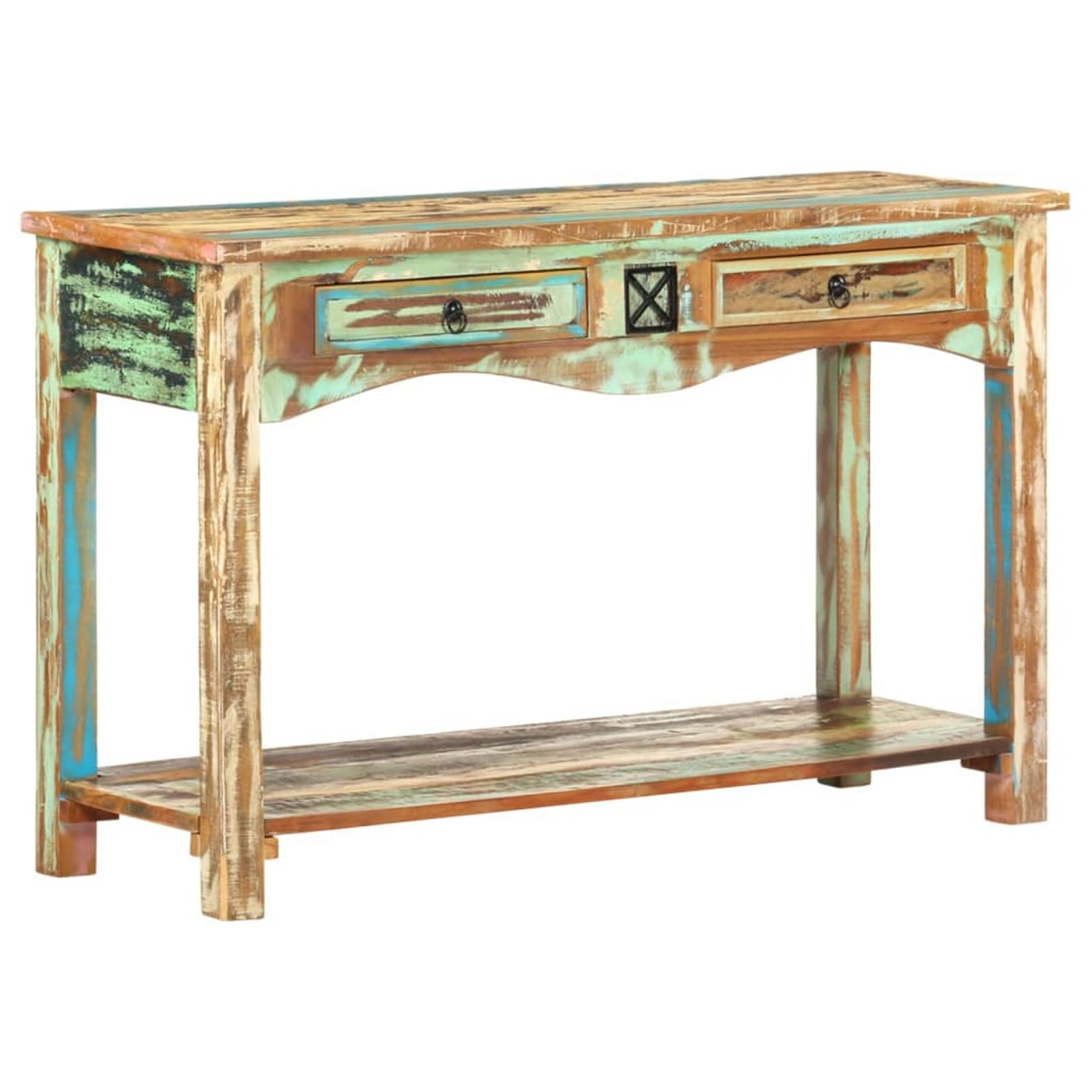 Homgoday Mesa Consola Madera Maciza reciclada 120x40x75 cm Mesas auxiliares de salón,Mesa Consola Recibidor Mueble de Entrada Estrecha Clásica
