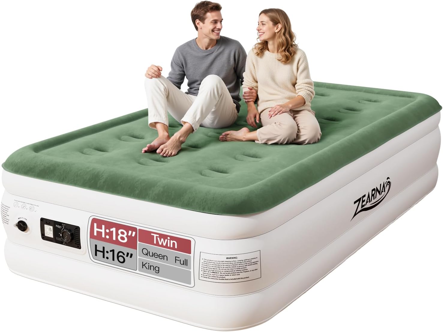 Twin Air Mattress with Built Pump, 18" Durable Blow Up Mattress Airbed, Comfortable Top Surface Inflatable Mattress for Camping Home & Portable Travel