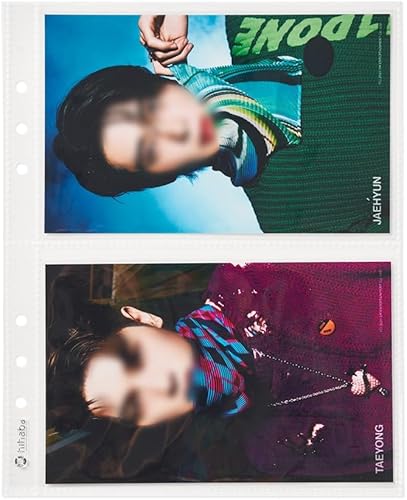 10 hojas anchas A5 de doble cara (6 x 4 pulgadas), 10 hojas, fundas de bolsillo transparentes, 12 tipos, páginas de repuesto para álbum de fotos