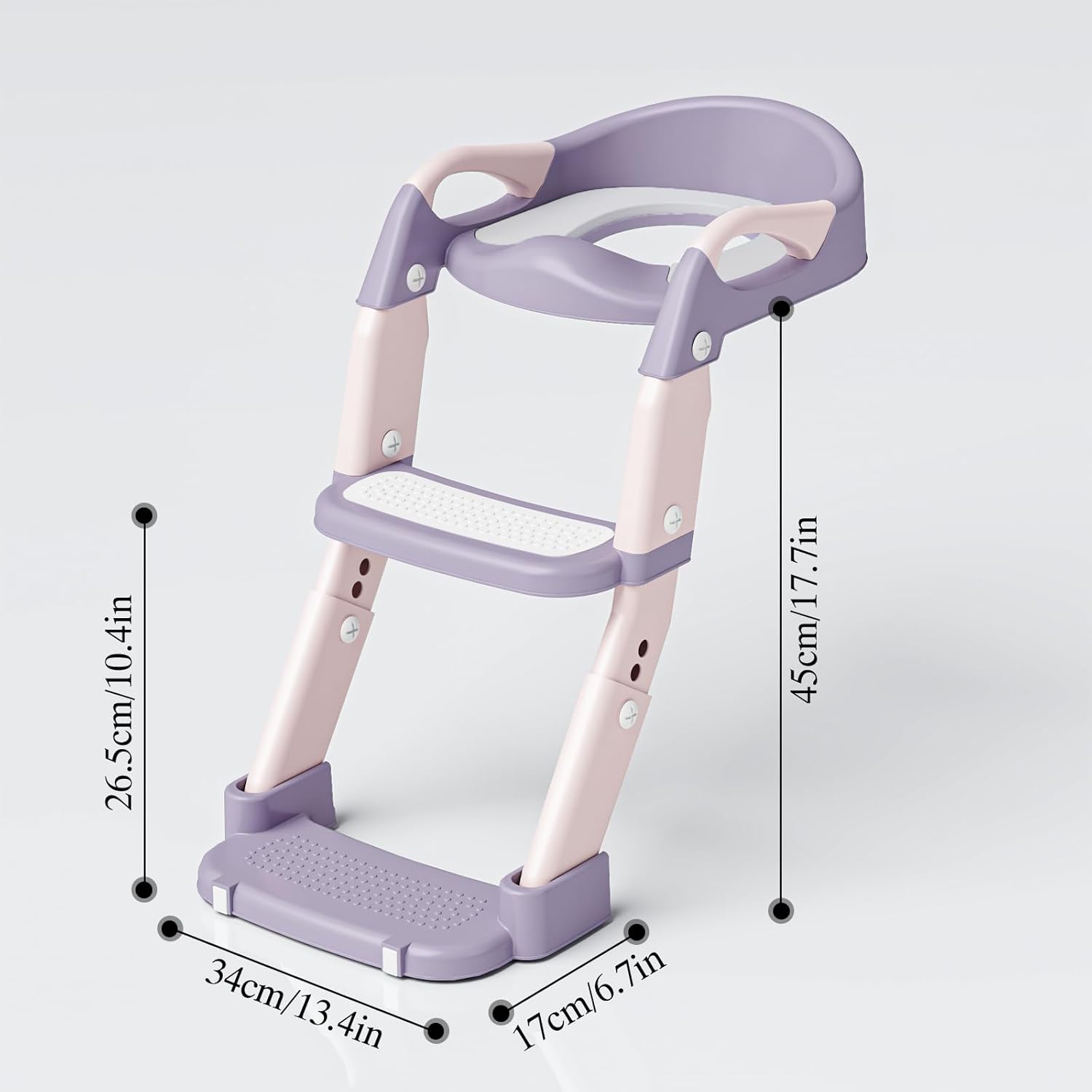 XIGGA Potty Toilet Training Seat with 2-level Adjustable Steps, Equipped with Waterproof Cushion and Non Slip Step Stool, Dedicated Toilet Seat for Boys Girls - Purple