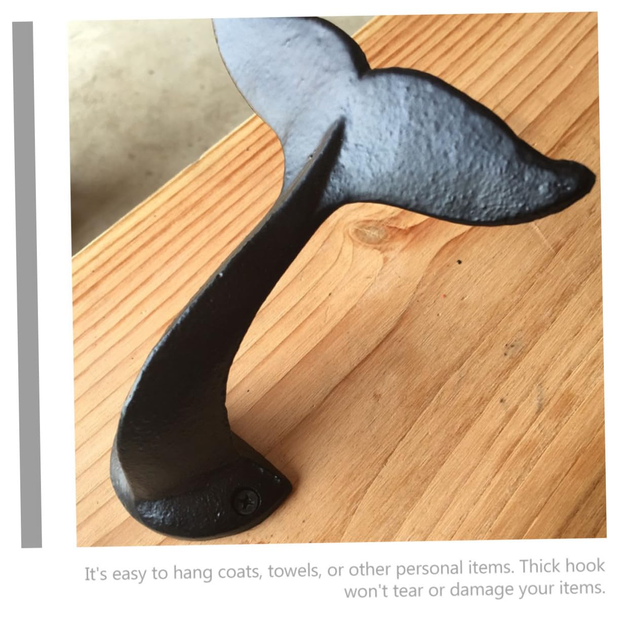 Toyvian Ganci da Muro Gancio Spesso a Forma di Coda di Balena in Ghisa 2 Pezzi Appendini Vintage Neri per Cucine e Hotel