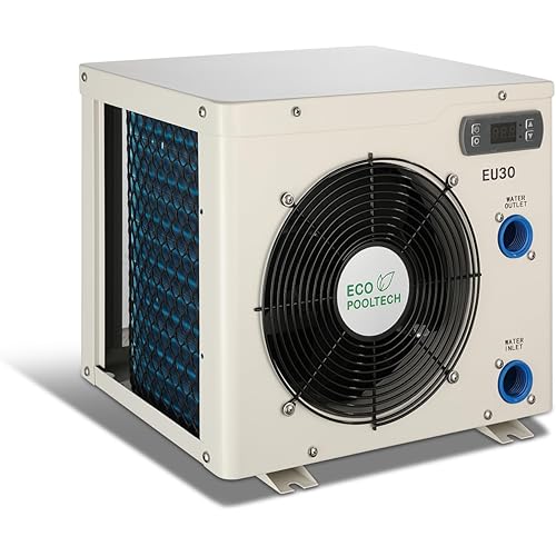 Swimming Pool Heater for Above Ground Pools and Spas, Max 11568BTU Electric Pool Heat Pump, Titanium Heat Exchanger, 110V-120V Plug-in Small Pool Warmer, EU30
