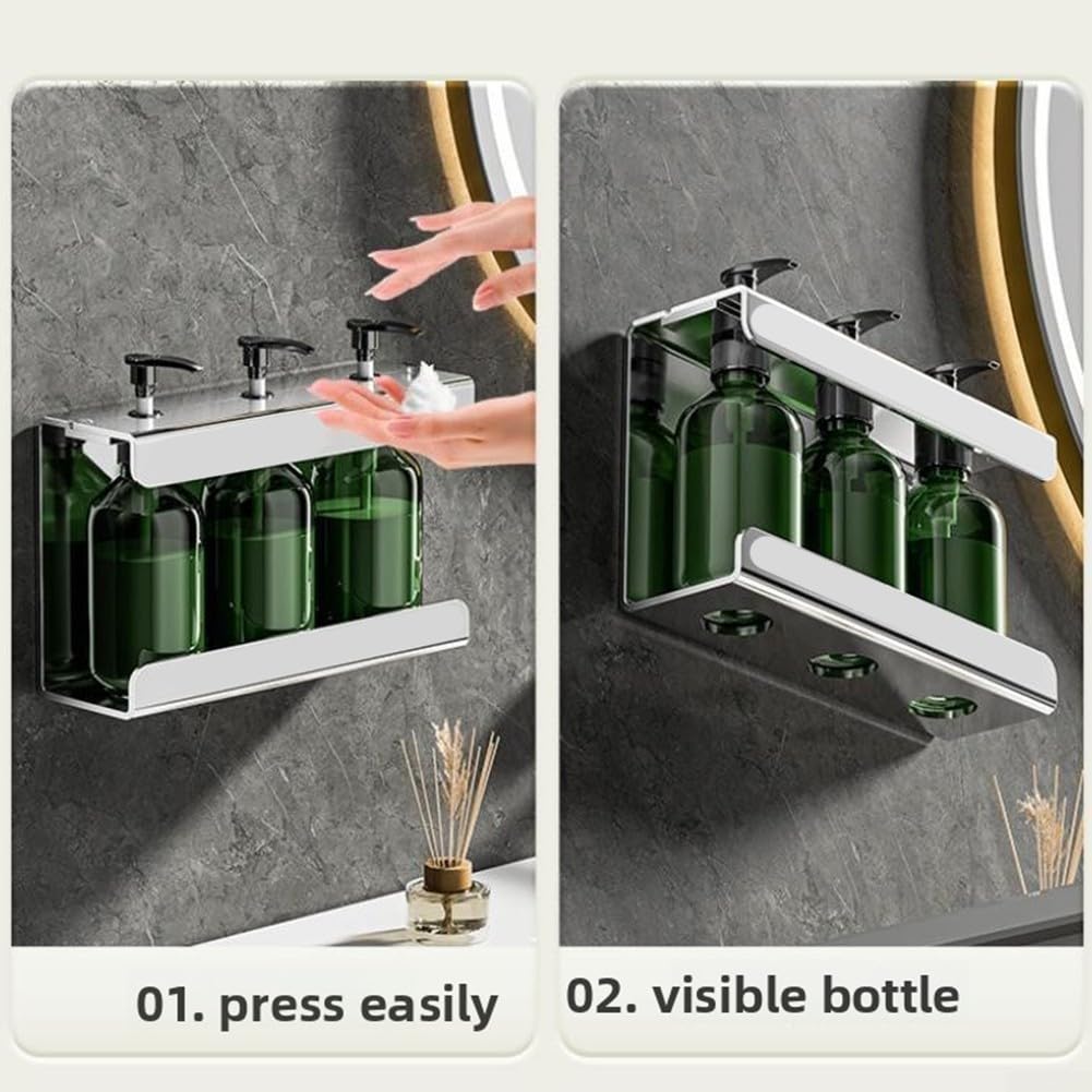 Edelstahl Seifenspender Halter Wandmontage 24x8.5cm Silber(With Bottle)