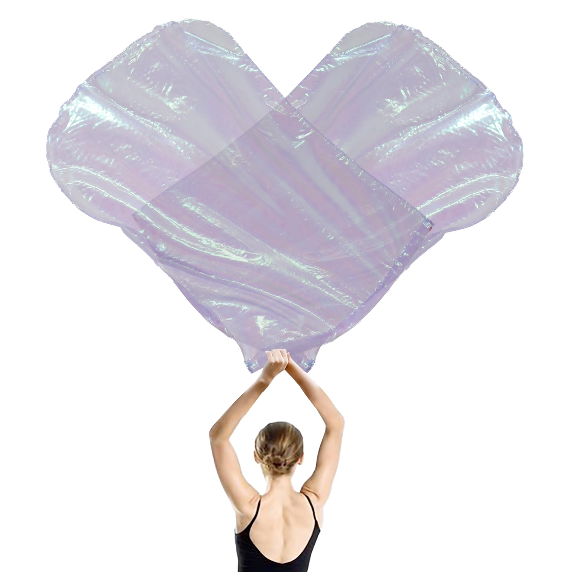 Wuchieal 2set 37''x53" Praise Dance Worship Flags with Flexible Rods Worship Angel Wing Praise Flags Dance Church for Beginner Transparent Purple