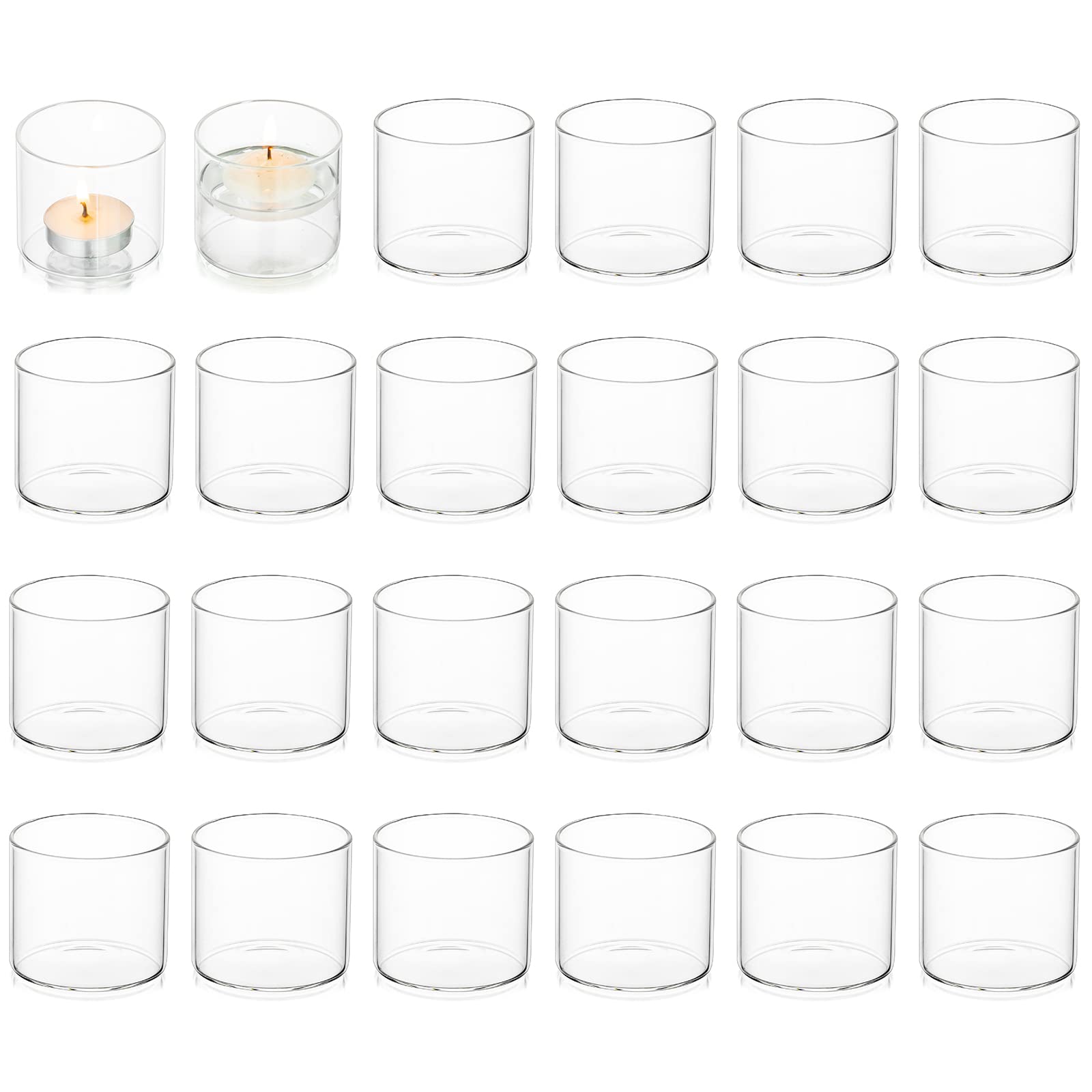 Lot de 20 photophores votifs en Verre Transparent pour Bougies Chauffe-Plat