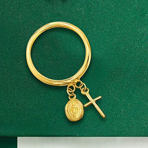 Ross-Simons Italian 14kt Yellow Gold Religious Charm Ring. Size 8 - Image 7